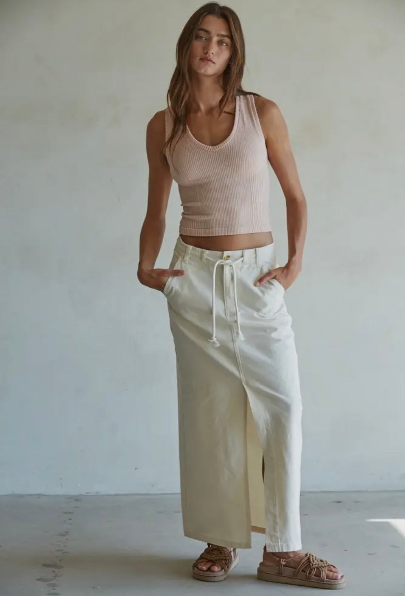 Rosy - Seamless Knit Nylon Spandex Ribbed
V-Neck Tank