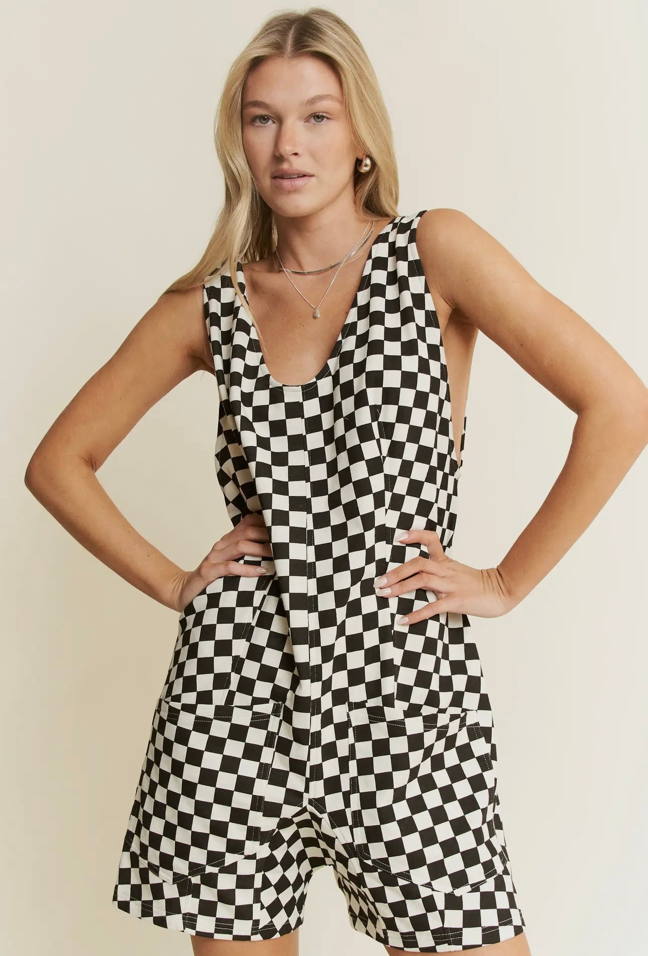 Checkered Print Romper