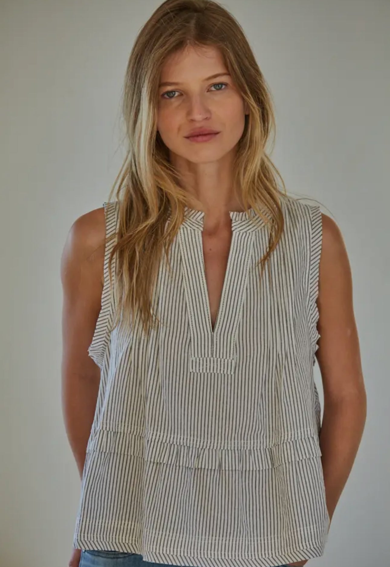 Striped Pintuck Blouse