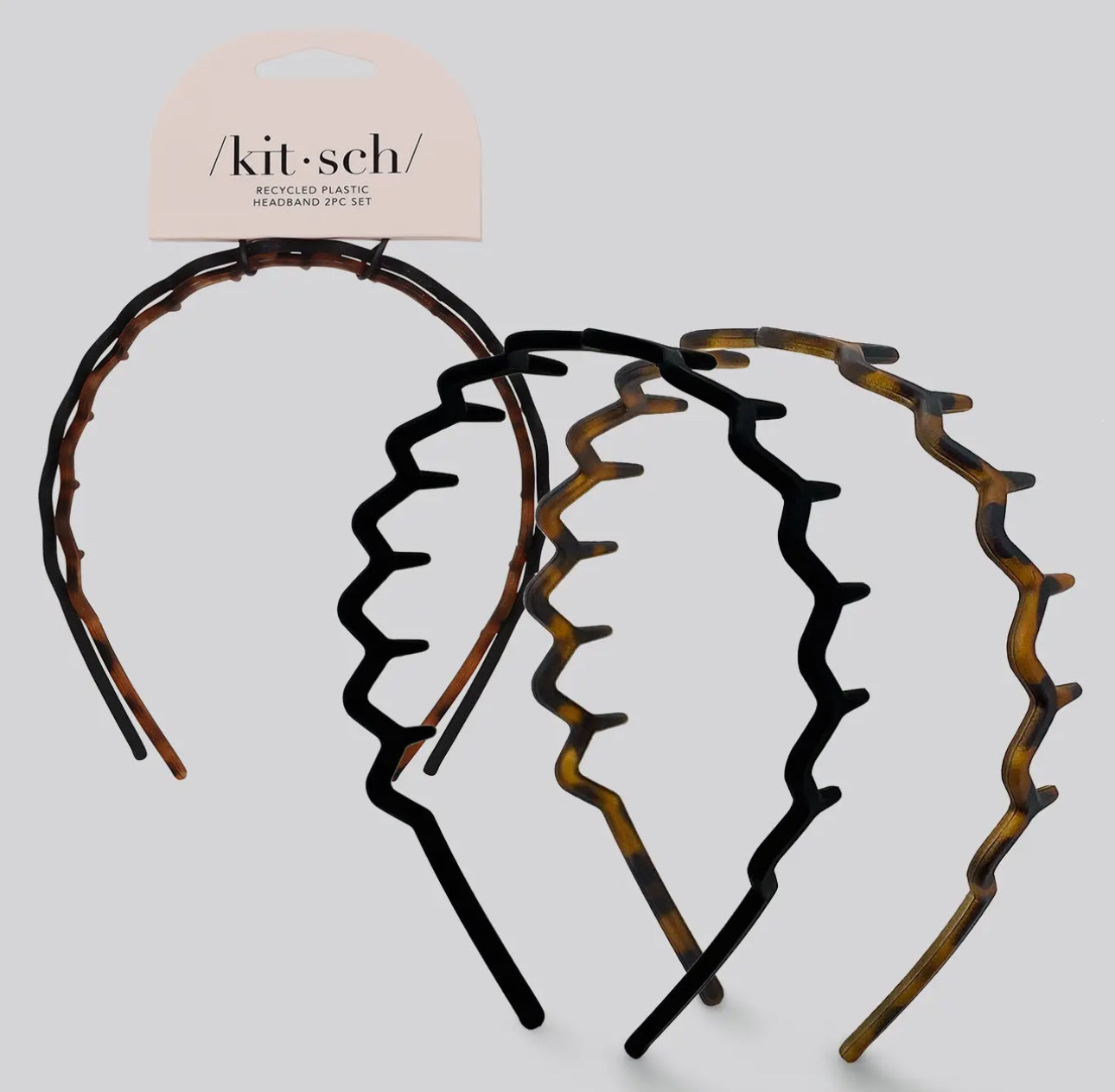 Recycled Zig Zag Headbands 2pc Set- Black & Tort