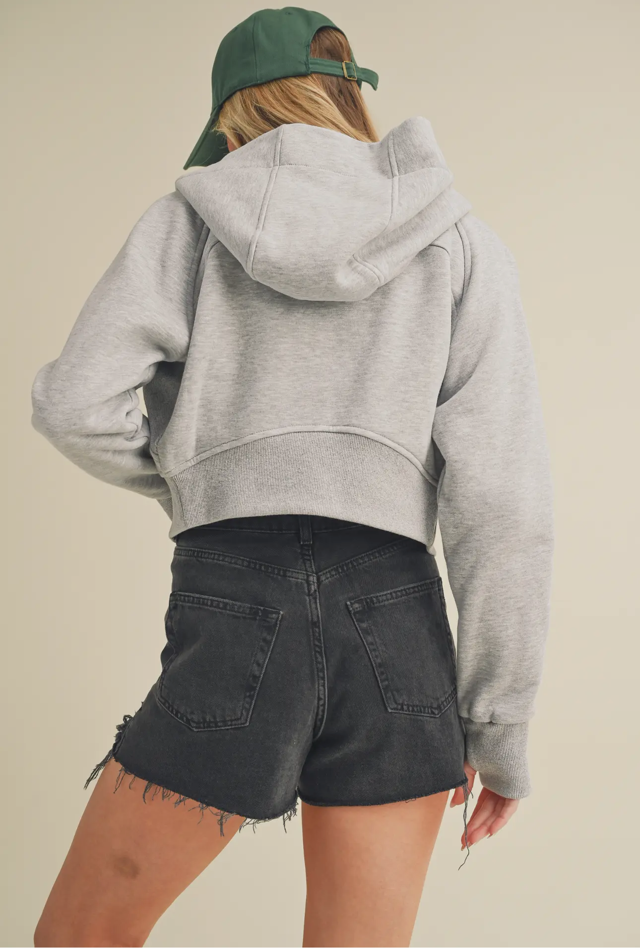 Diva Cropped Hooded Jacket- Heather Grey