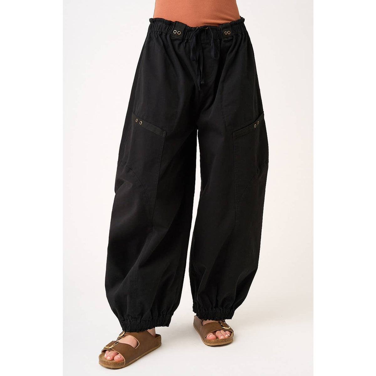 The Everyday Barrel Pants- (Black)