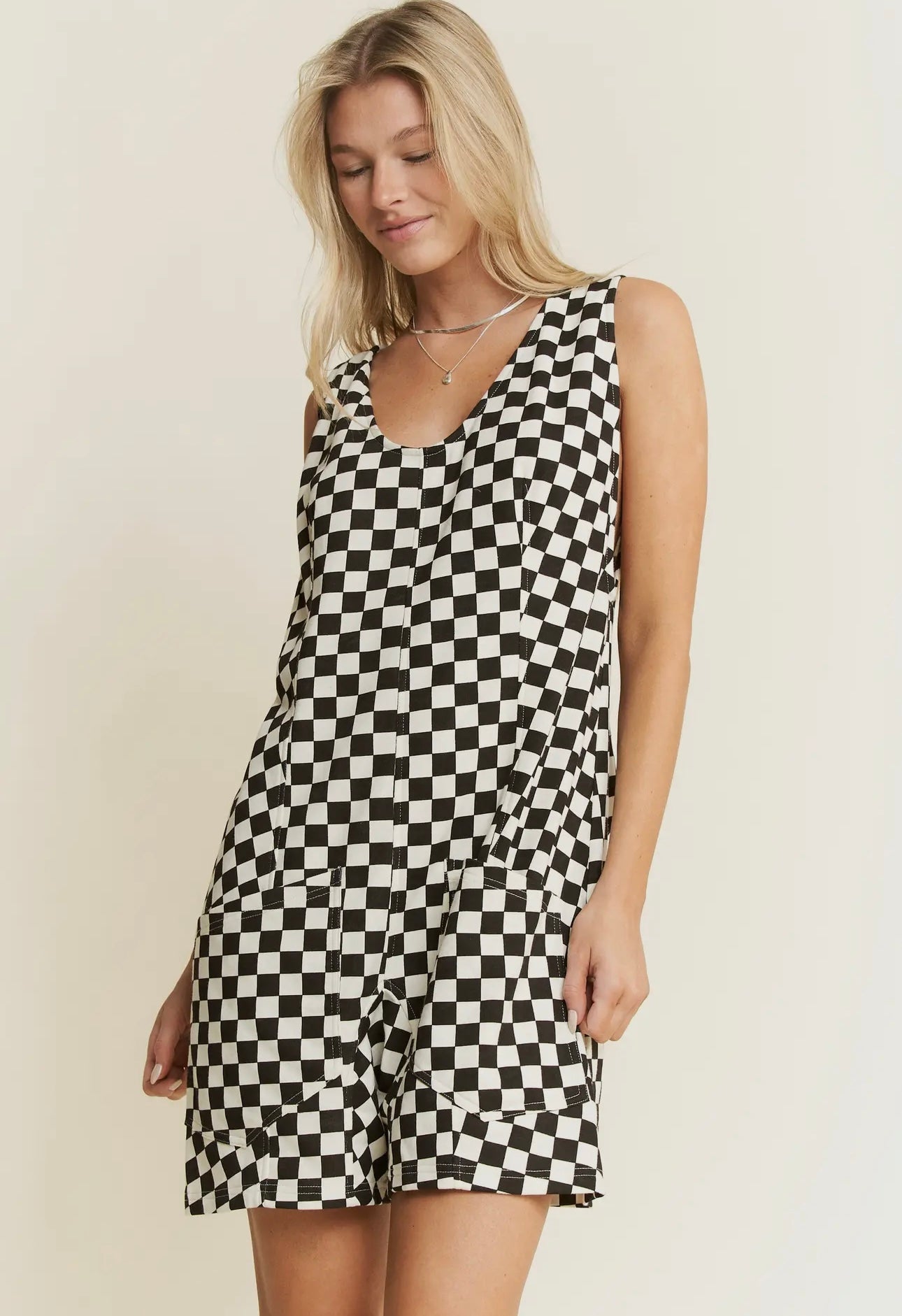 Checkered Print Romper