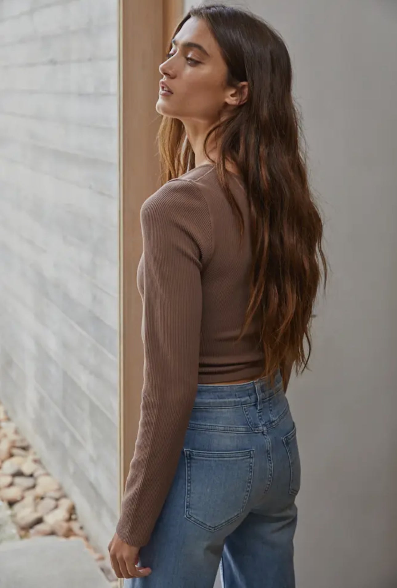 Seamless Ribbed LongSleeve Knit Crop Top