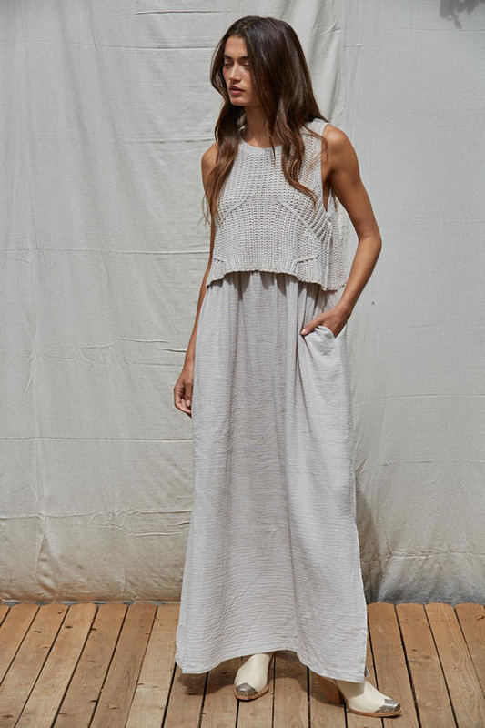 Misty Grey- Knit Braylee Sweater Dress