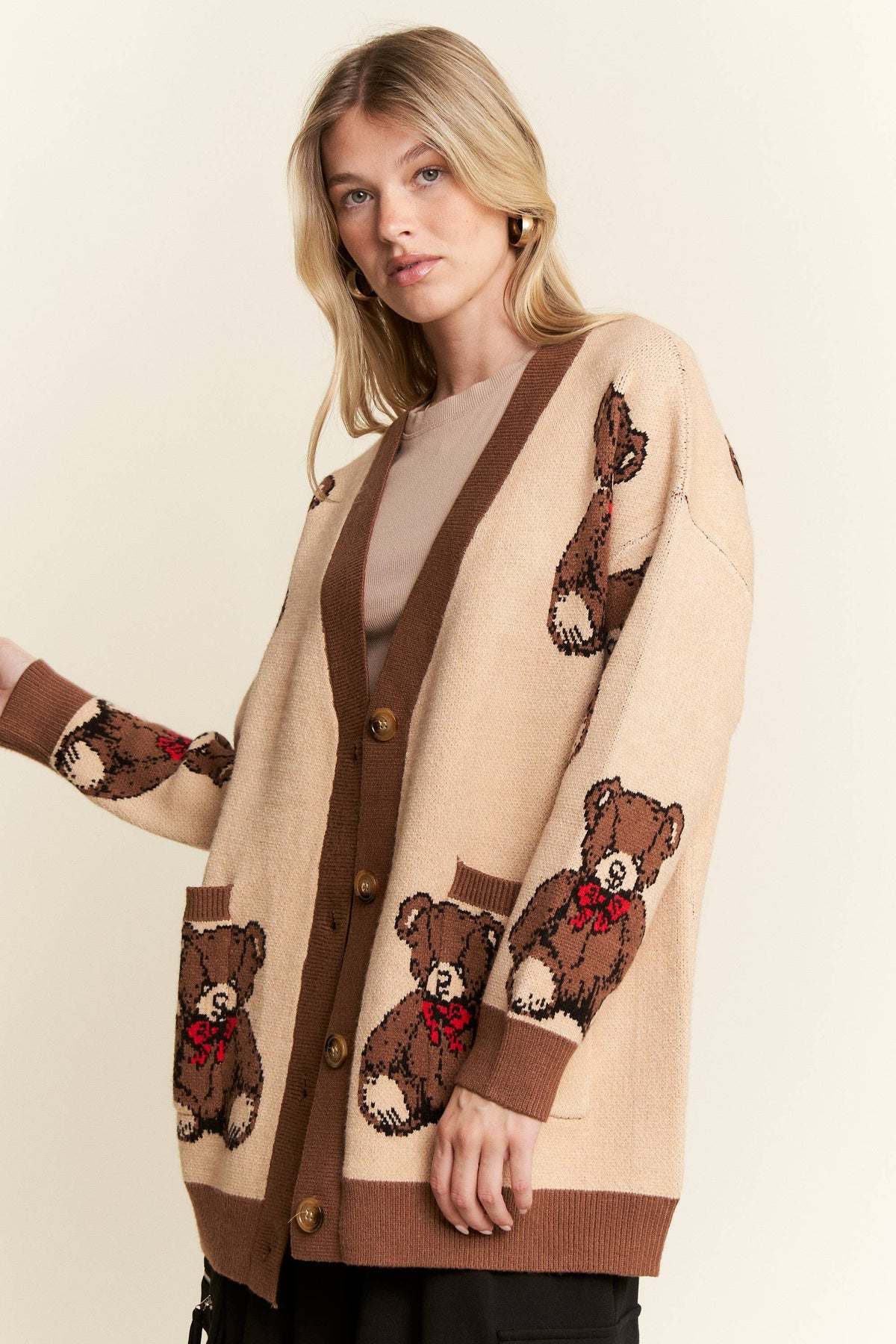 BEARY ADORABLE CARDIGAN: MOCHA BROWN