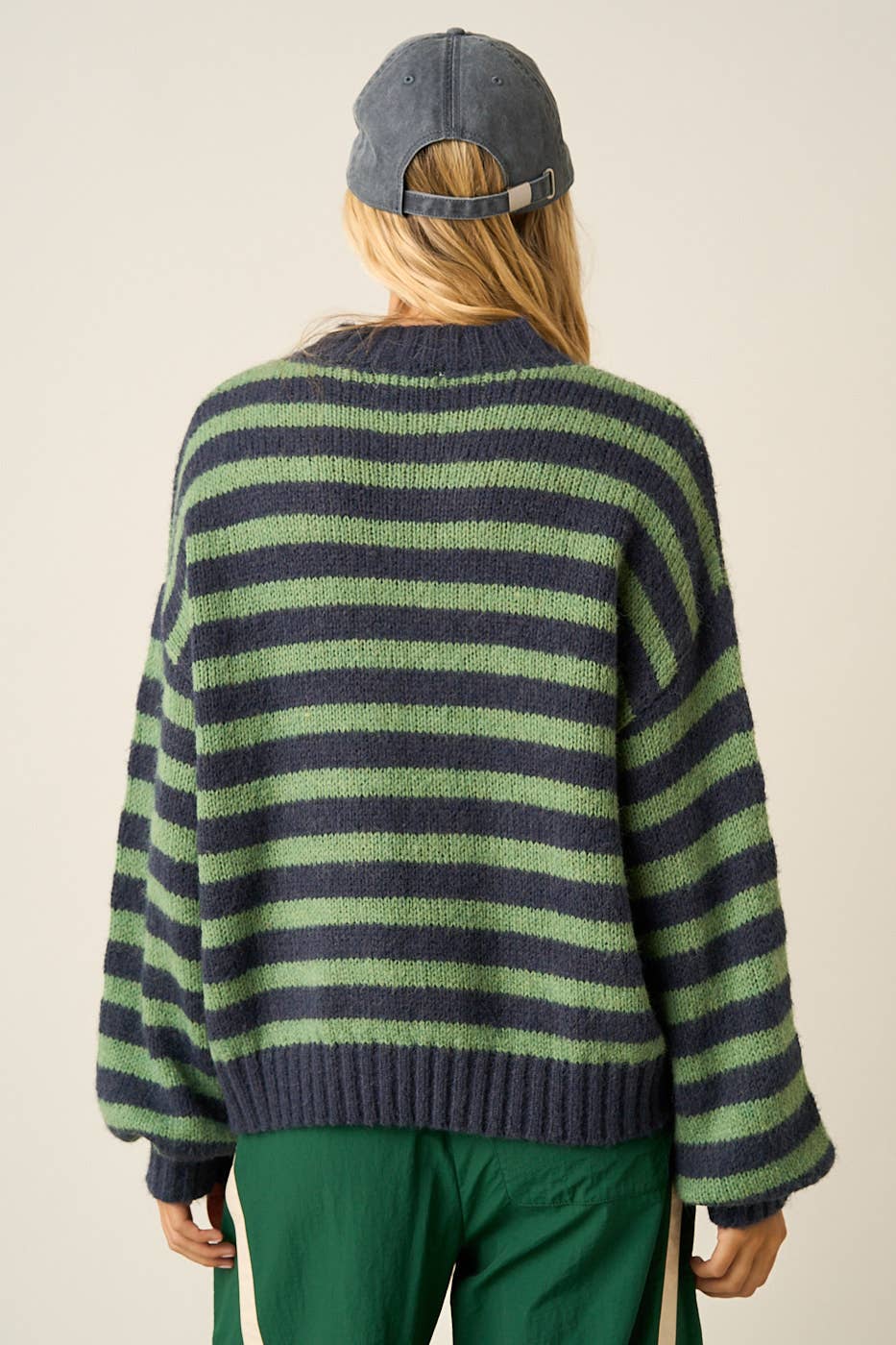The Hadley Sweater- (Green/Navy)