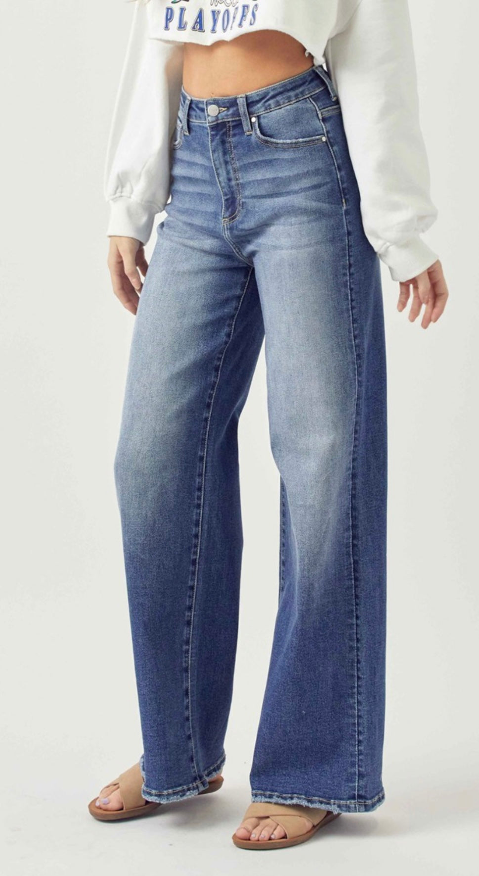 Risen High-Rise Wide Leg Jeans image 1