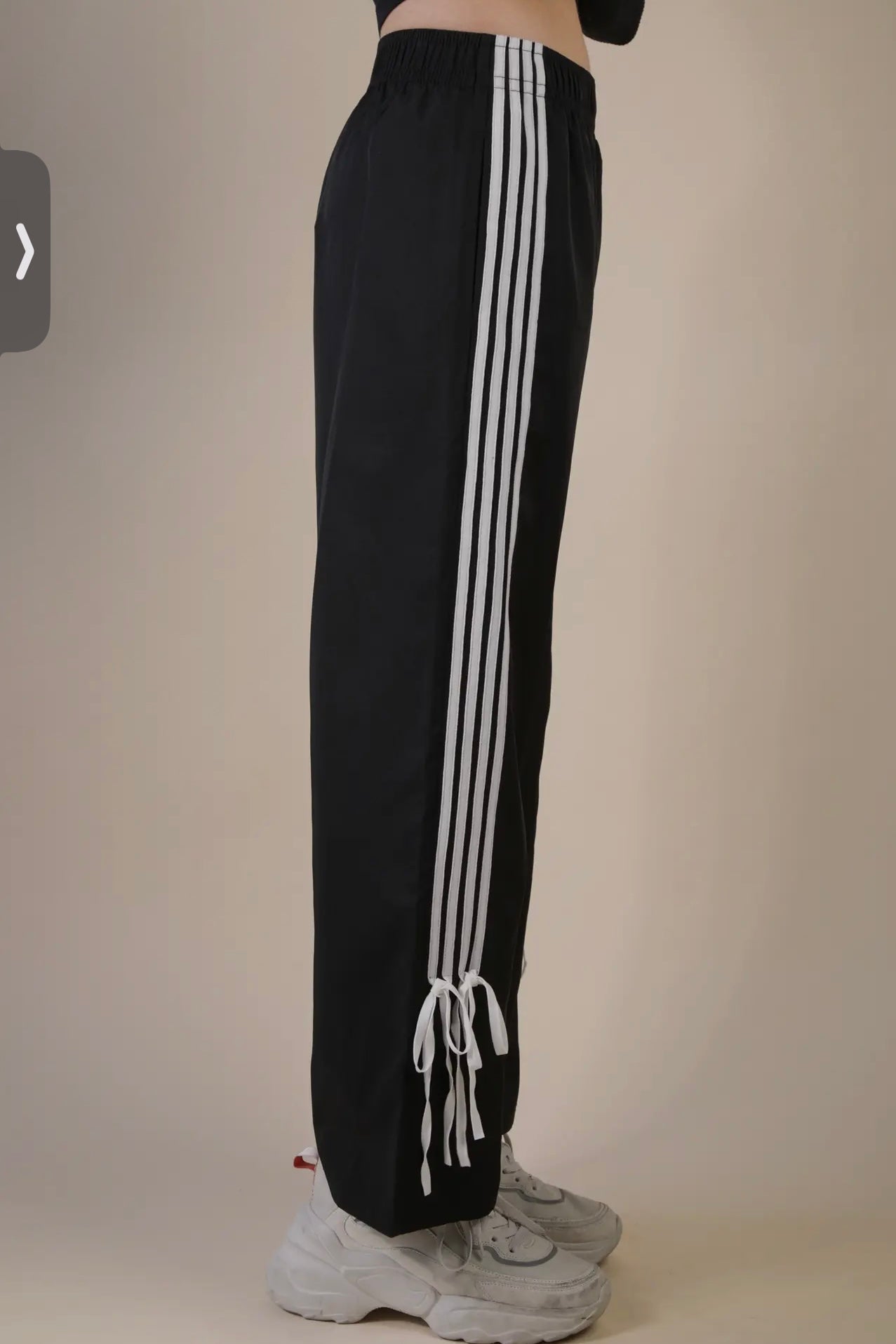 Side Ribbon Jersey Pants- Black