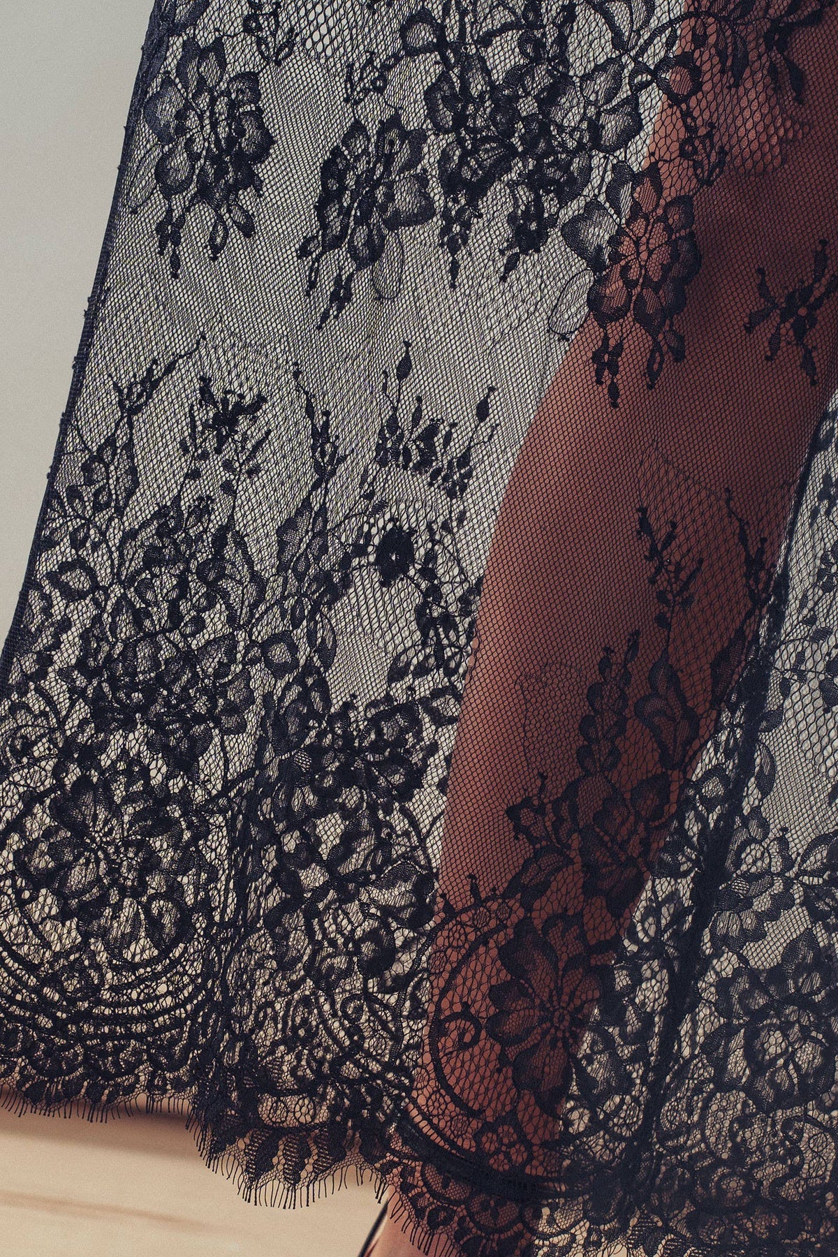 T-Shirt Dress with Sheer Lace Skirt- Black