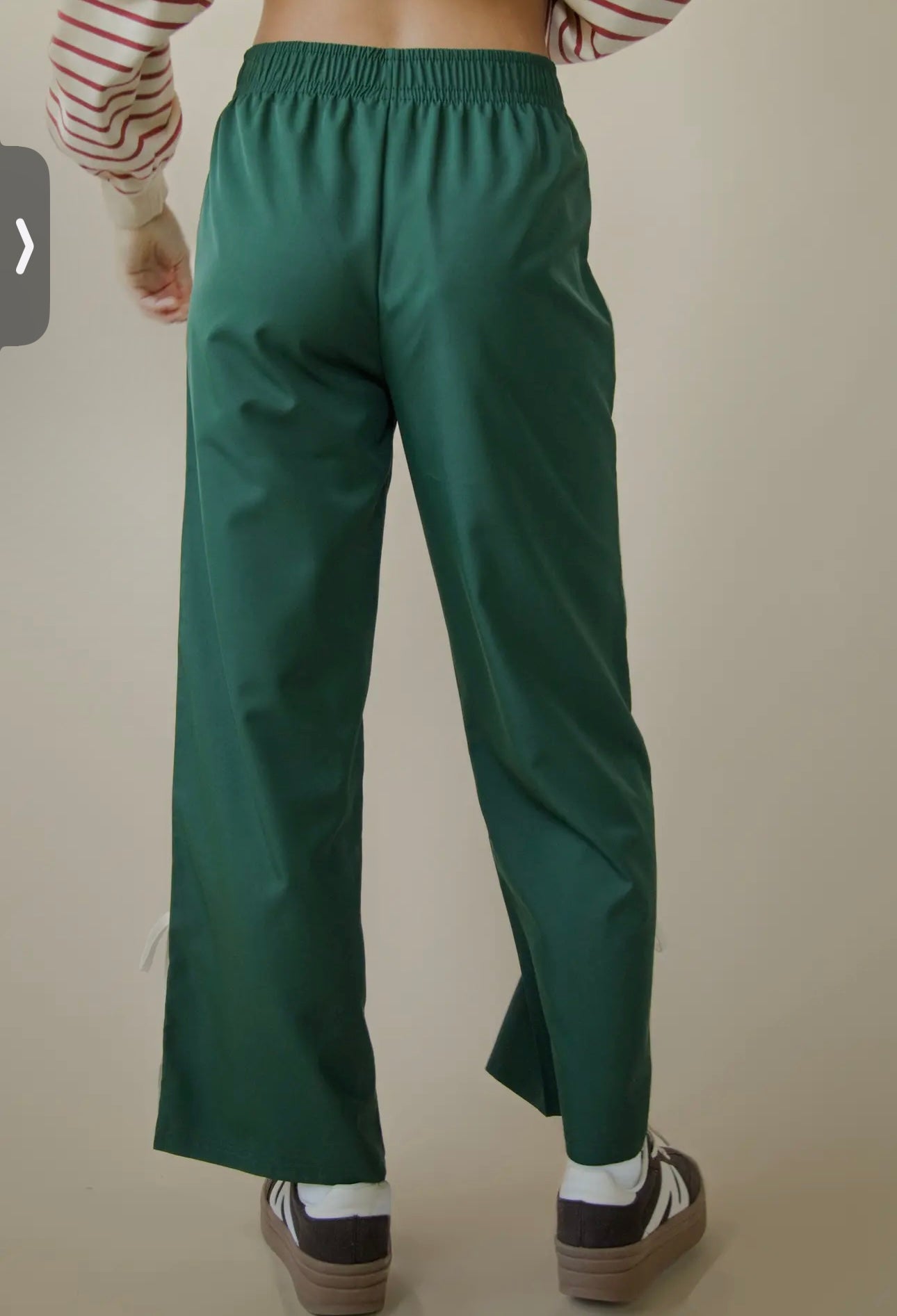 Side Ribbon Jersey Pants- Green