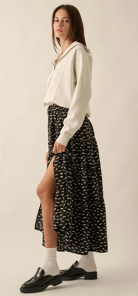 Abstract Print Teired Maxi Skirt image 1