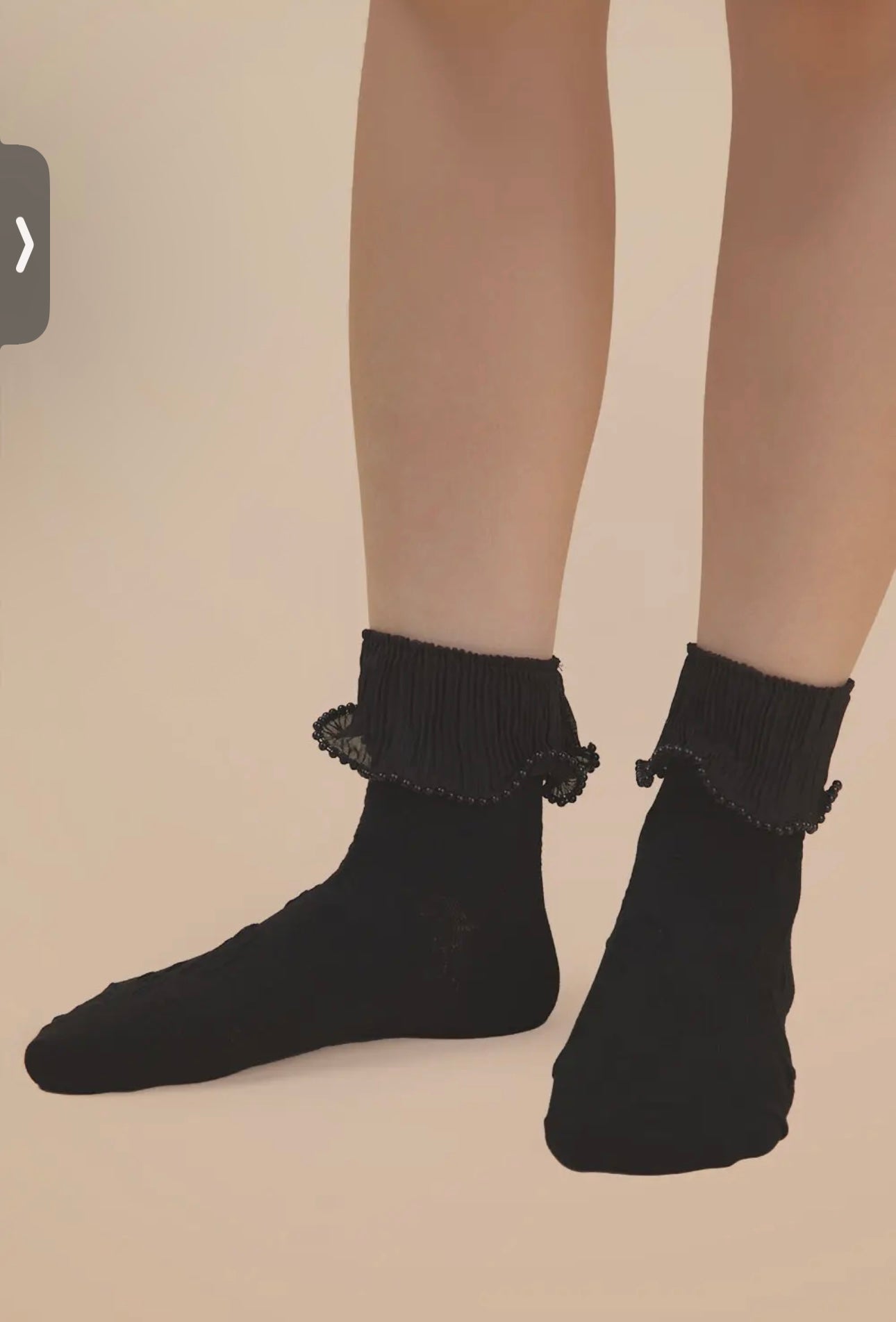 Lace Trim w/ Beads Crew Socks