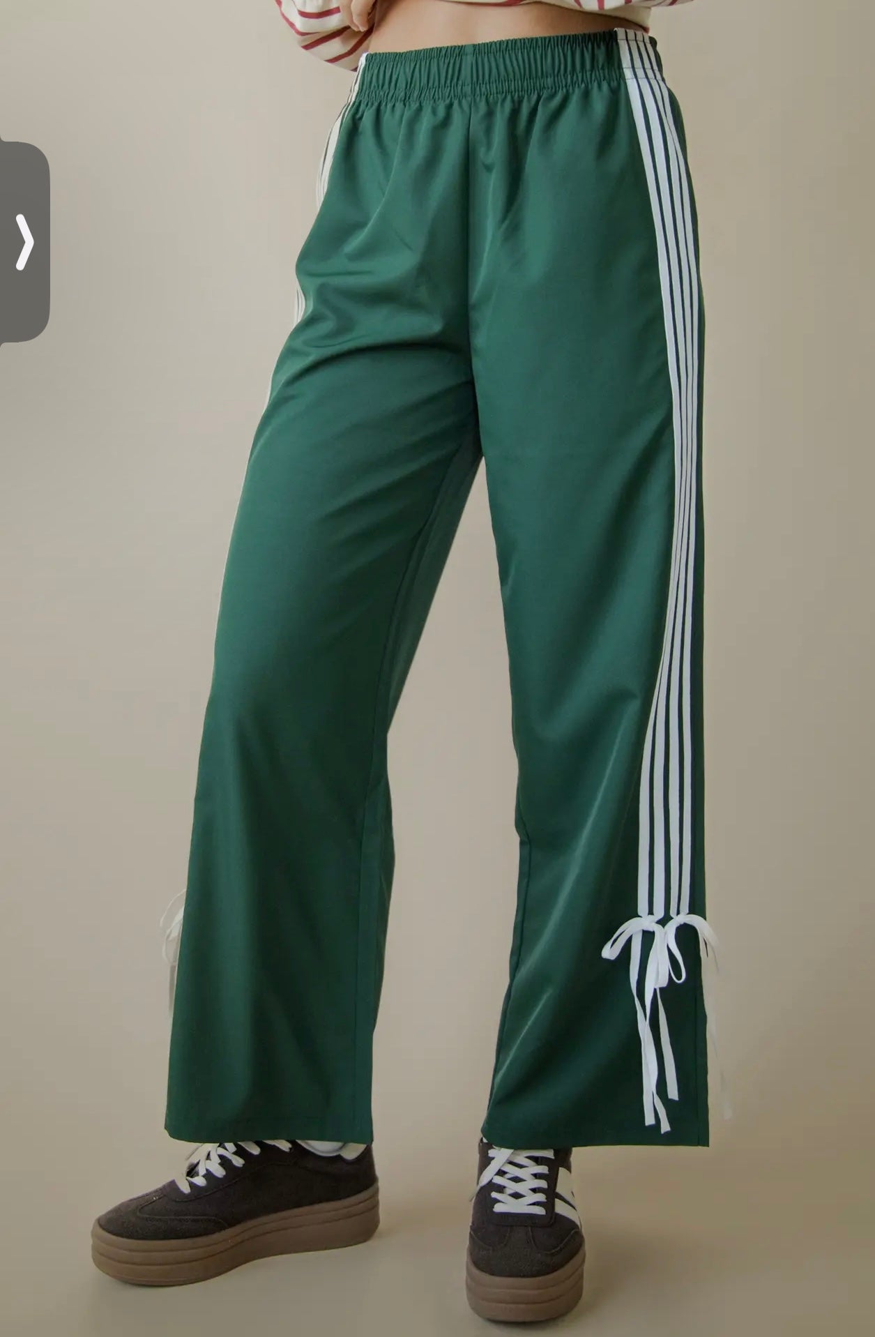 Side Ribbon Jersey Pants- Green