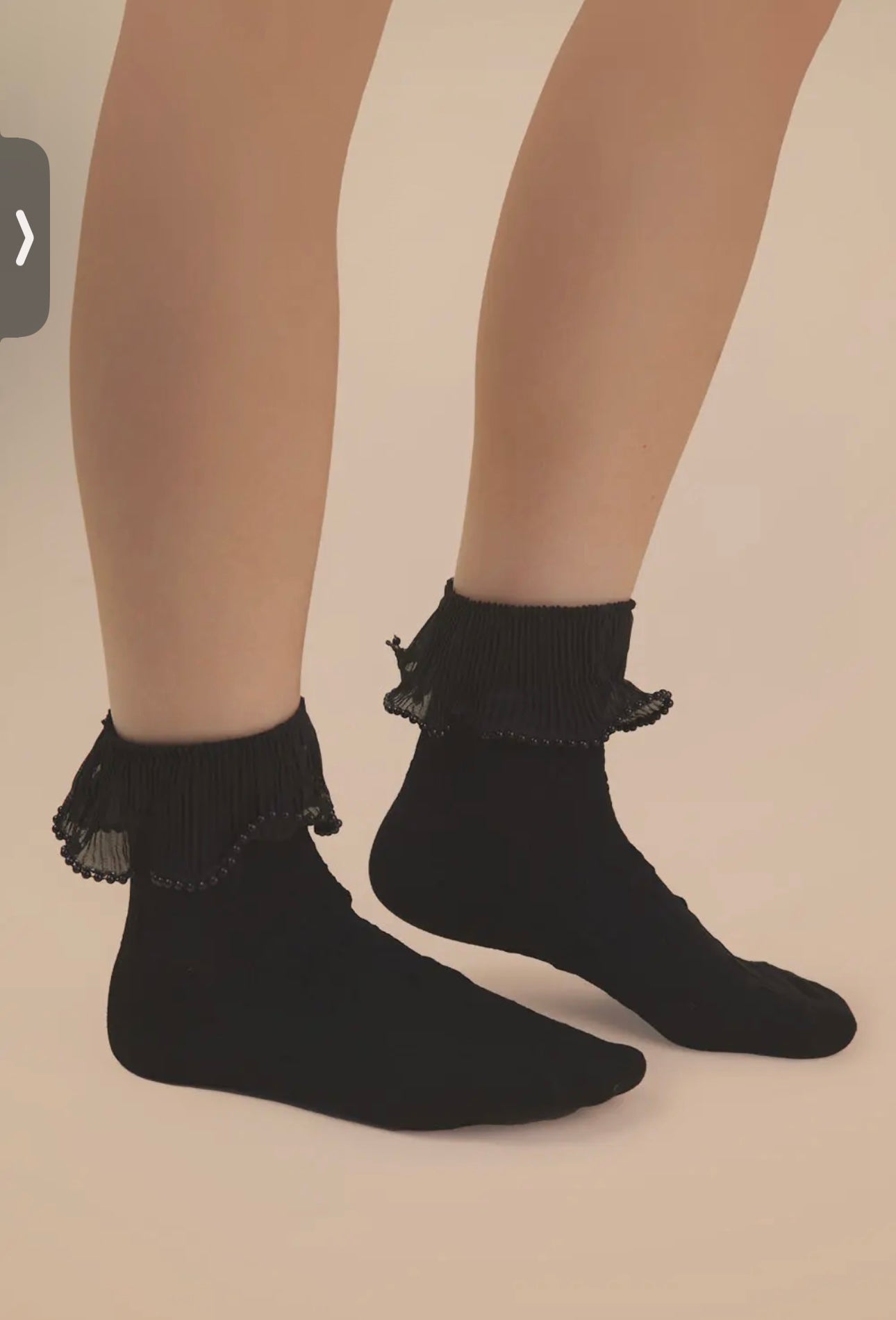 Lace Trim w/ Beads Crew Socks