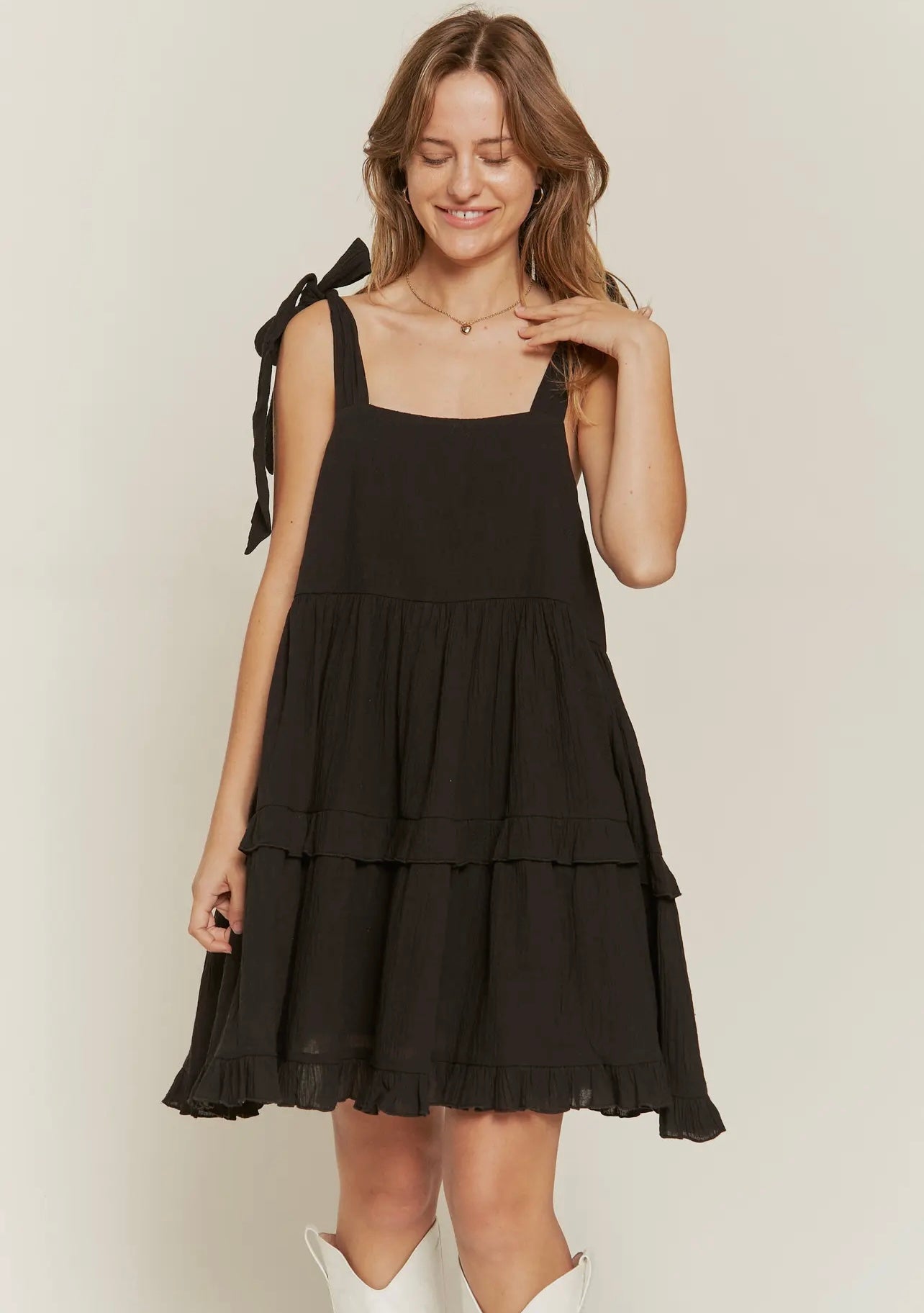 Square neck ruffle dress image 1