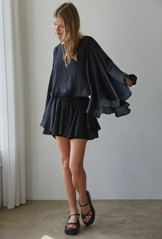 Woven Rayon Layered Skirt