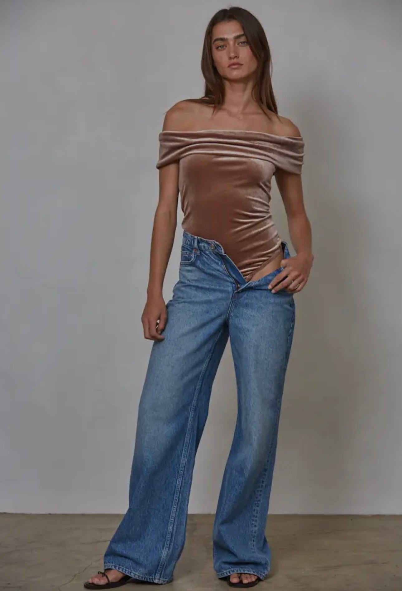 Velvet Foldover Bodysuit