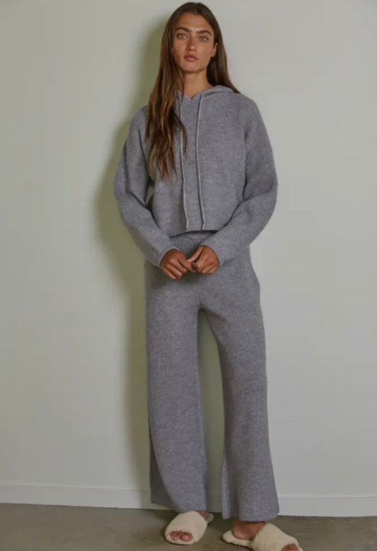 Knit Sweater Ribbed Wide Leg Pants