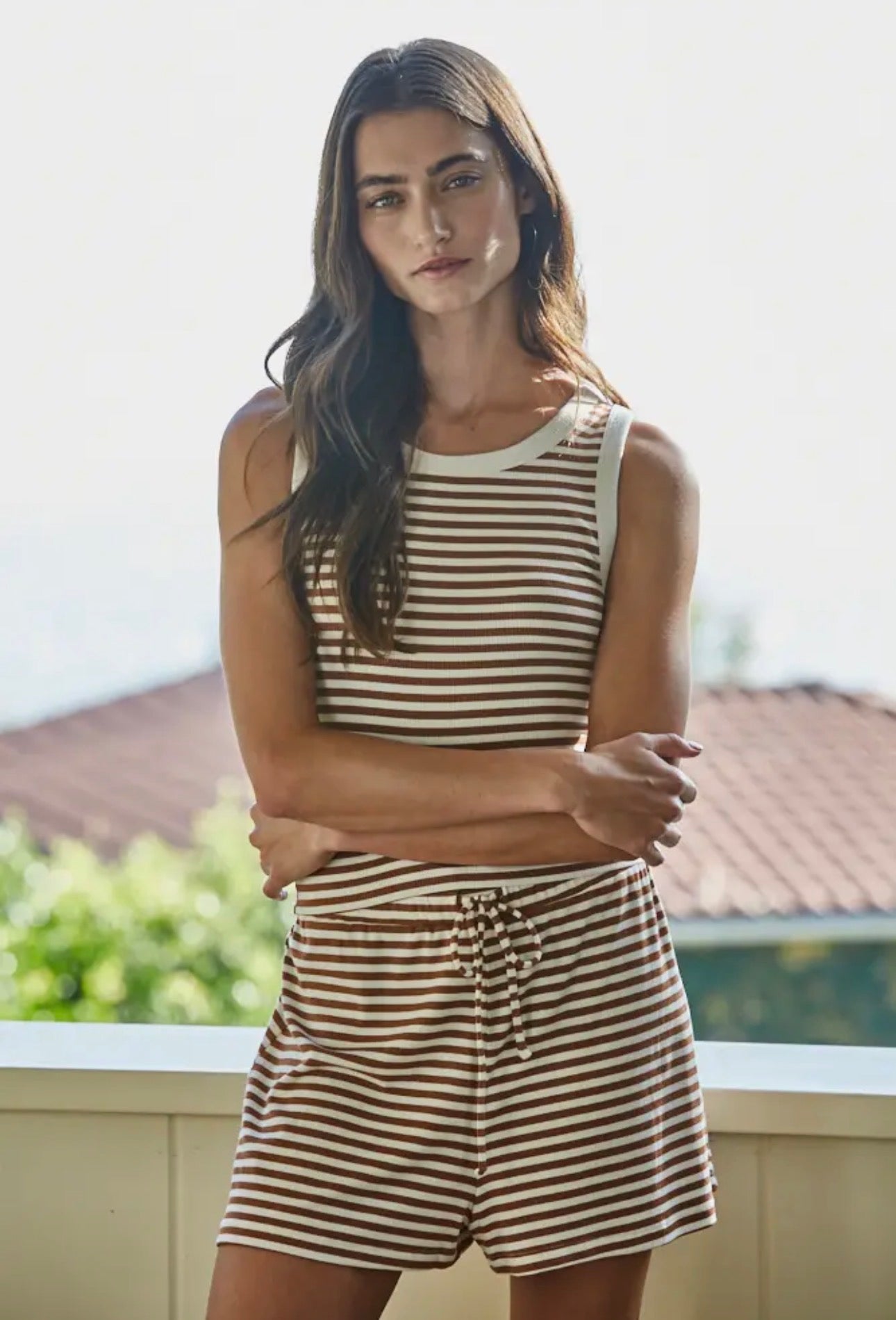 Knit Rayon Spandex Striped
Sleeveless Top