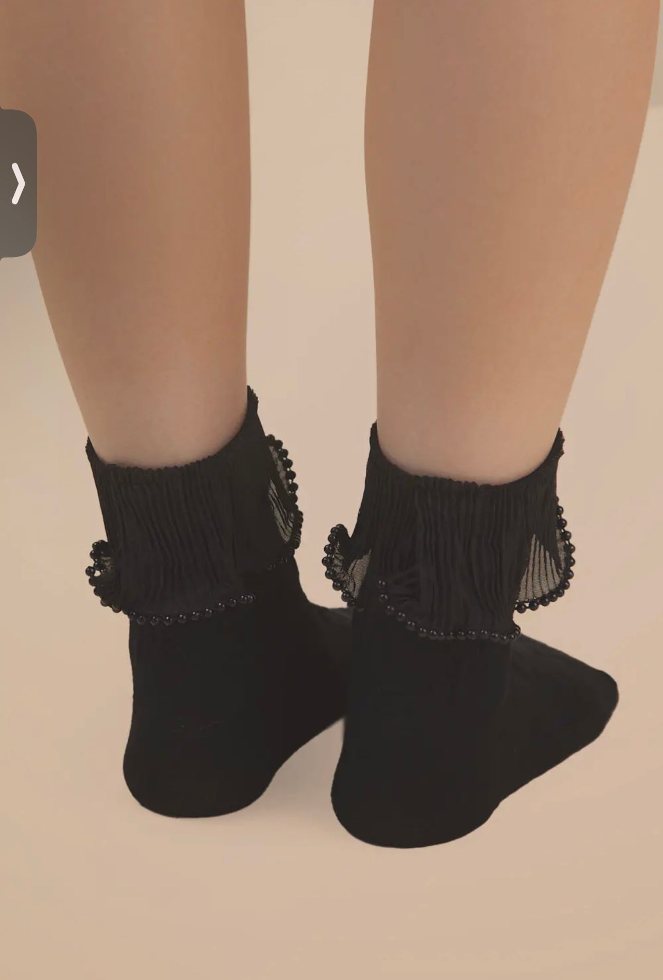 Lace Trim w/ Beads Crew Socks