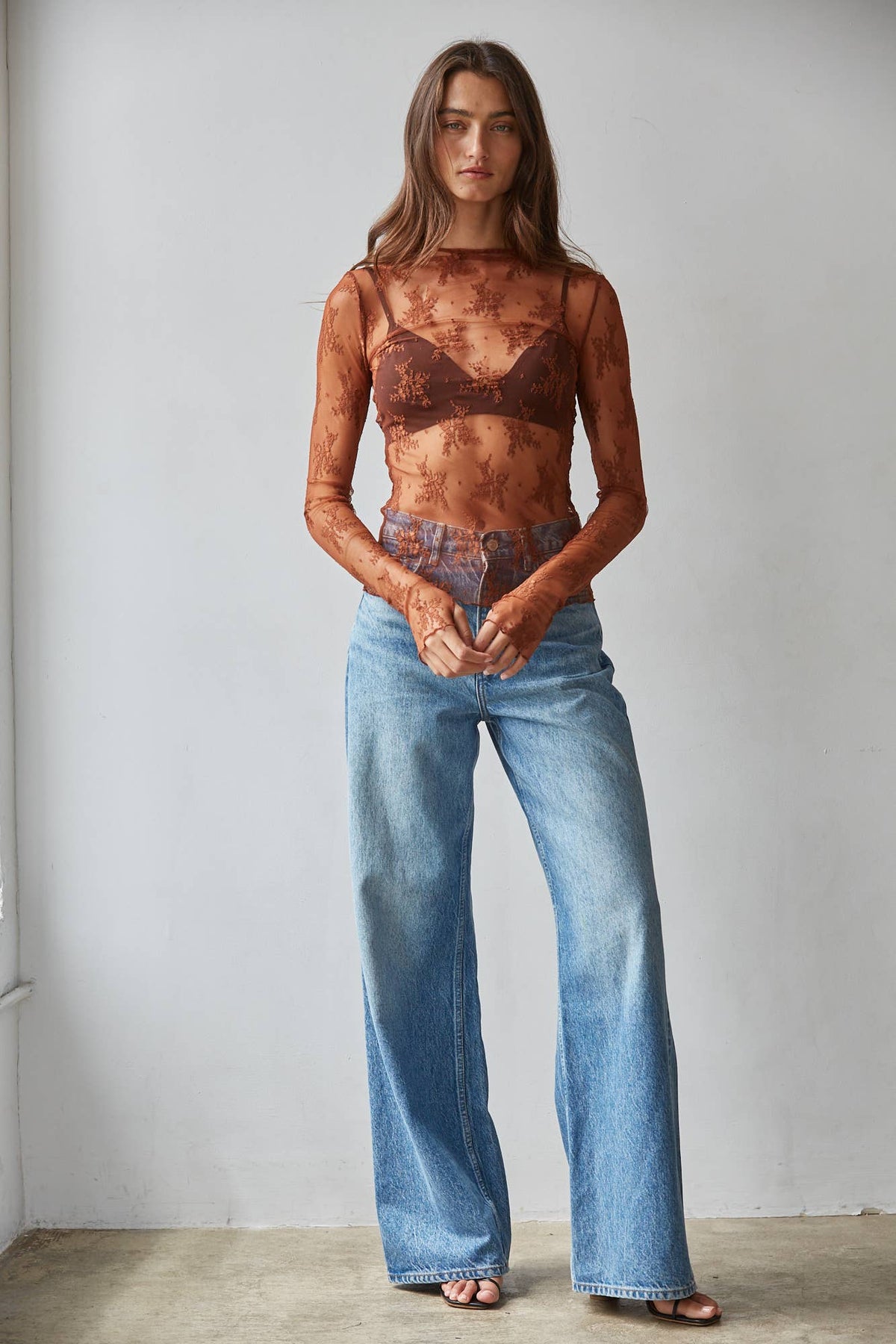 Aubrey Lace Top- Brown