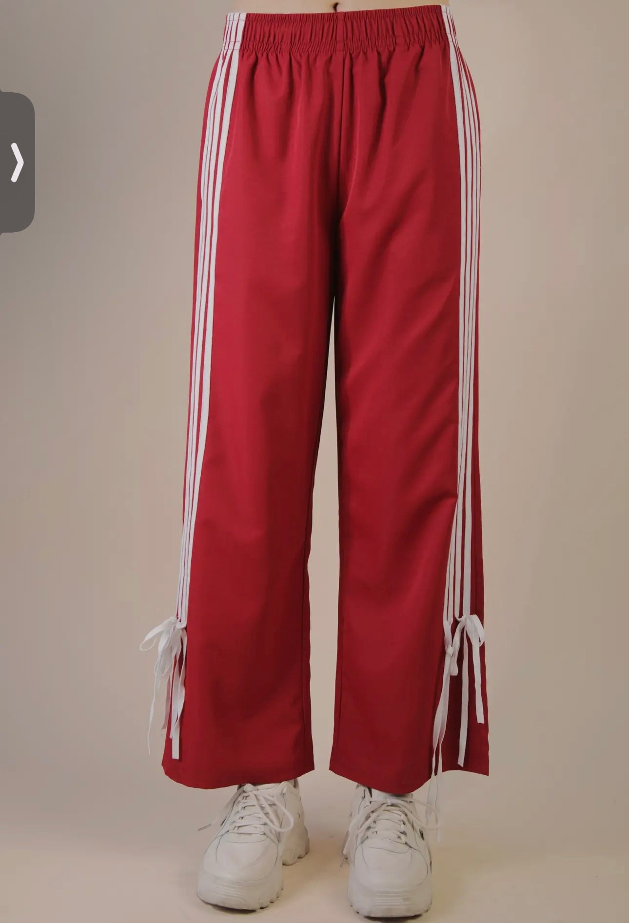 Side Ribbon Jersey Pants- Red
