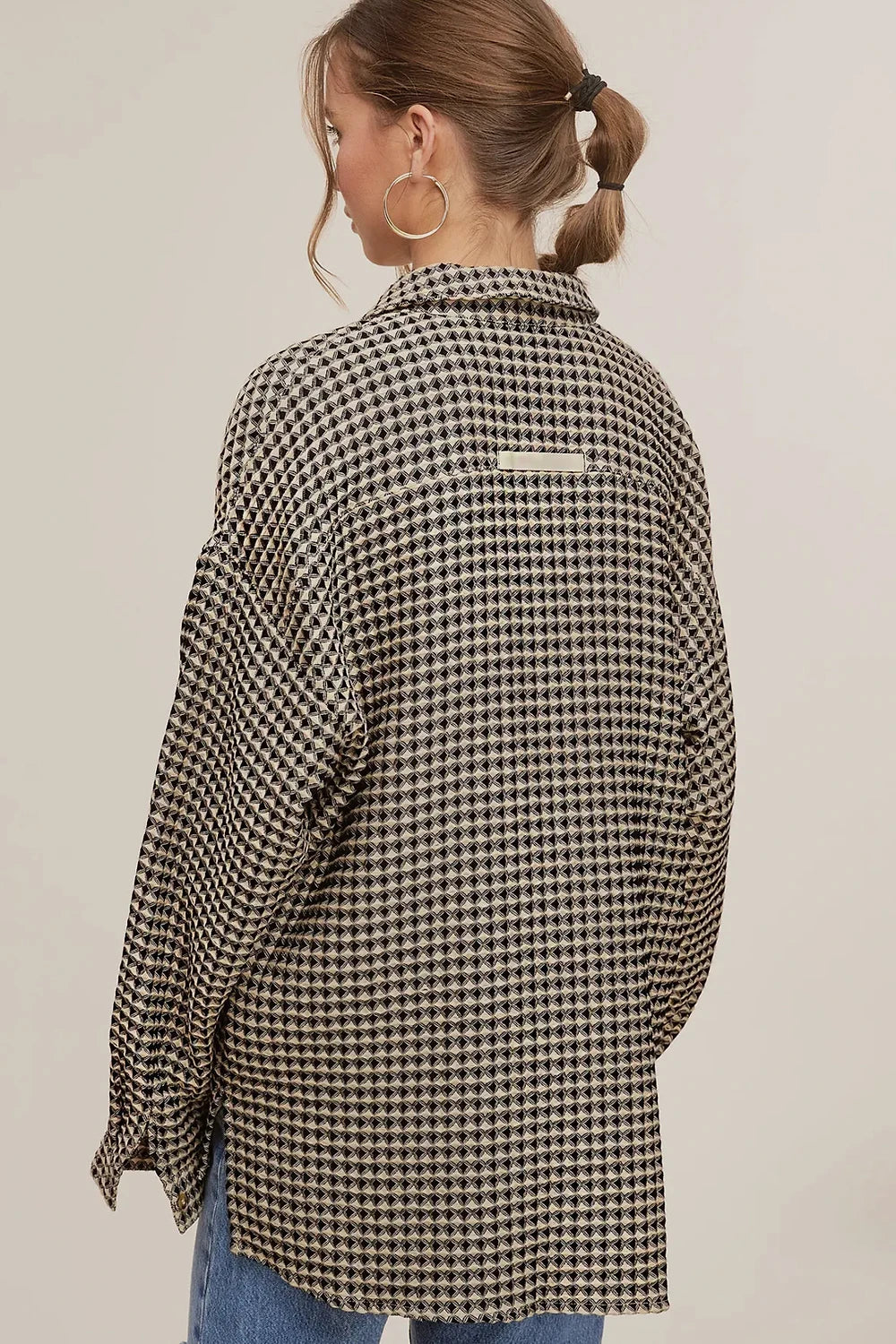 Waffle Button-Up Oversized Shacket