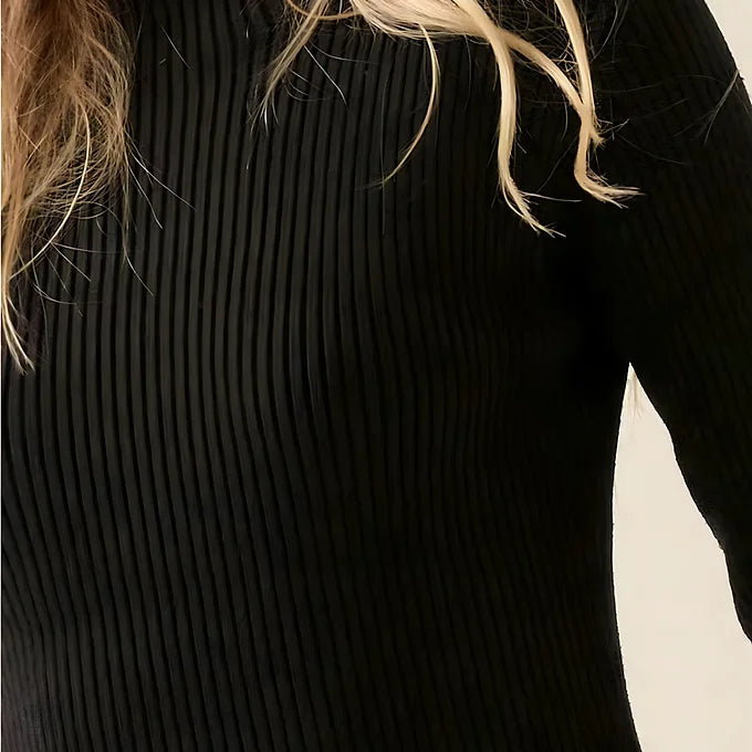 Chic Ribbed Knit Sweater Midi Dress