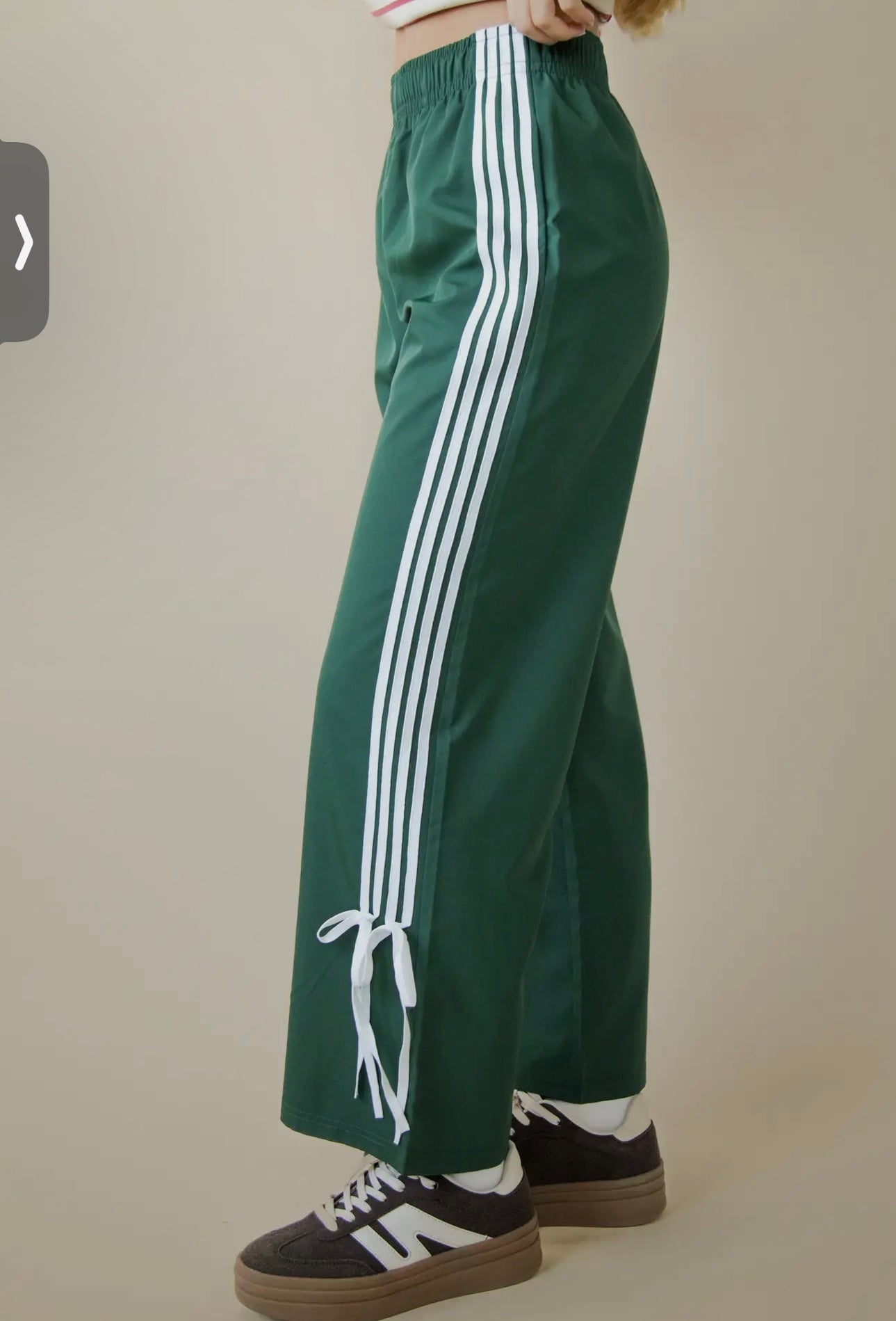 Side Ribbon Jersey Pants- Green
