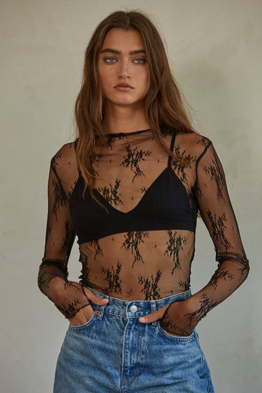 Aubrey Lace Top- Black