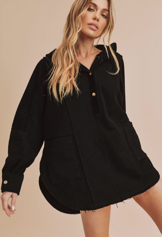 Hooded Dove Pullover- Black