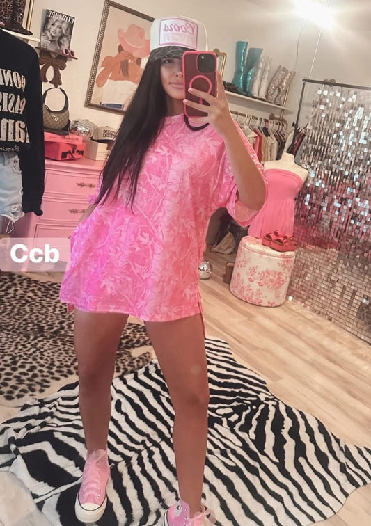 Pink pocketed camo set