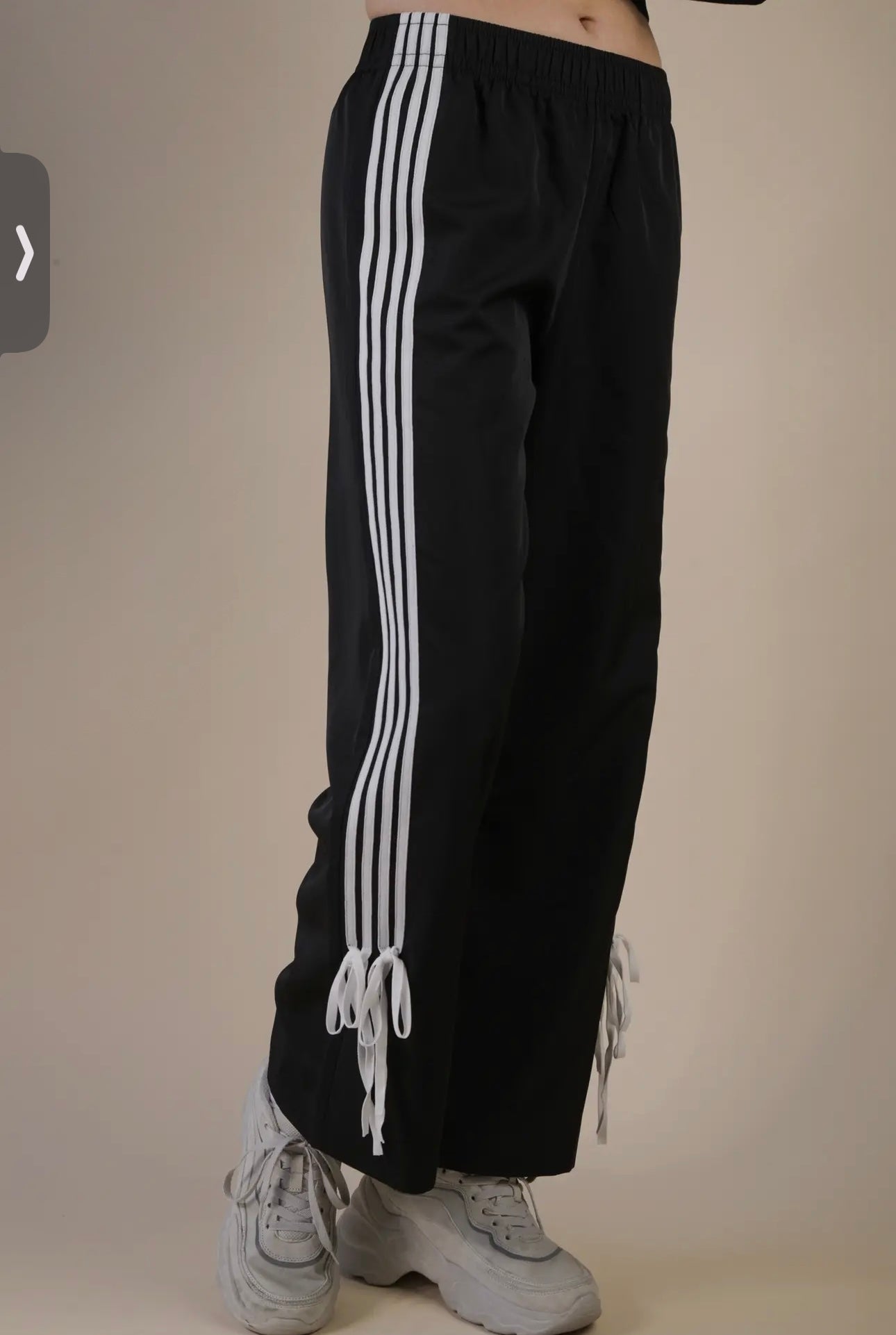 Side Ribbon Jersey Pants- Black