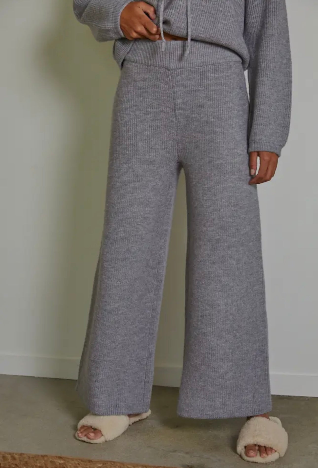 Knit Sweater Ribbed Wide Leg Pants