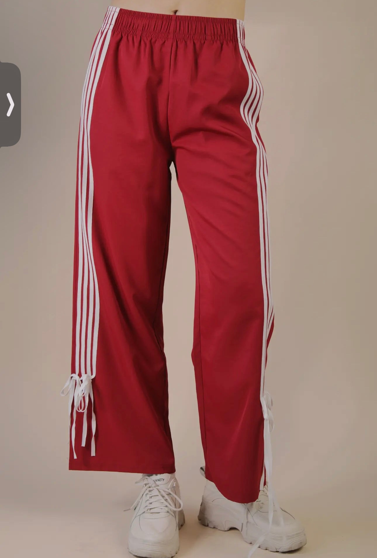 Side Ribbon Jersey Pants- Red