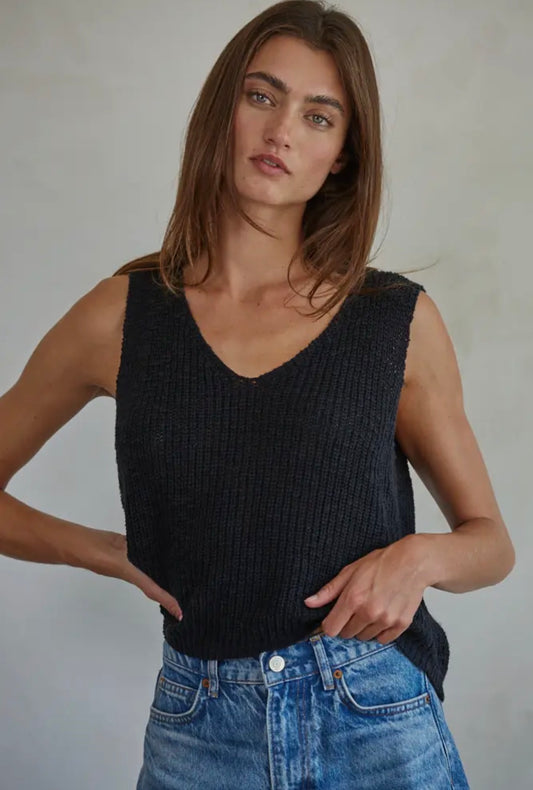 Knit Sweater Cotton Acrylic V-Neck
Vest Top