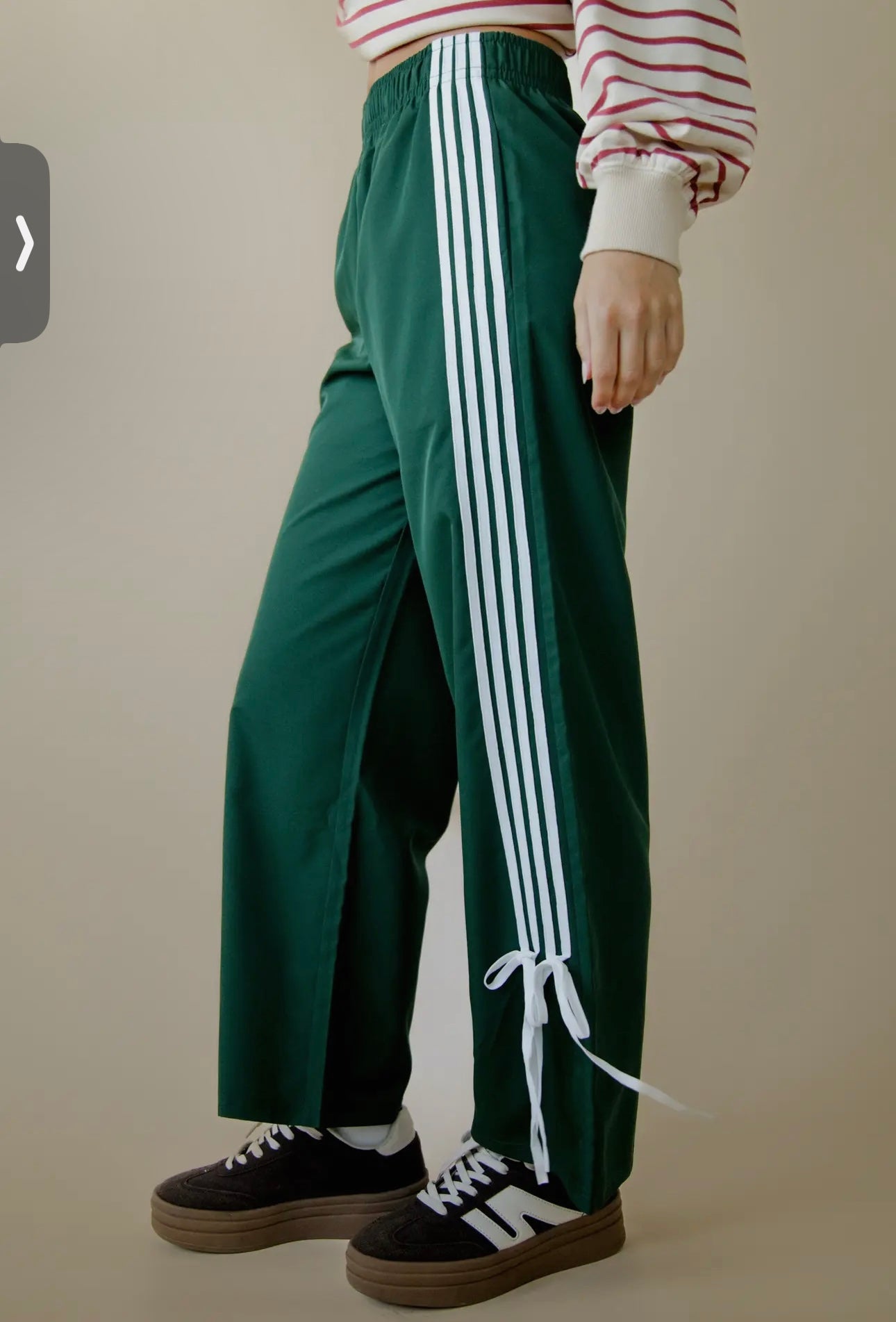 Side Ribbon Jersey Pants- Green
