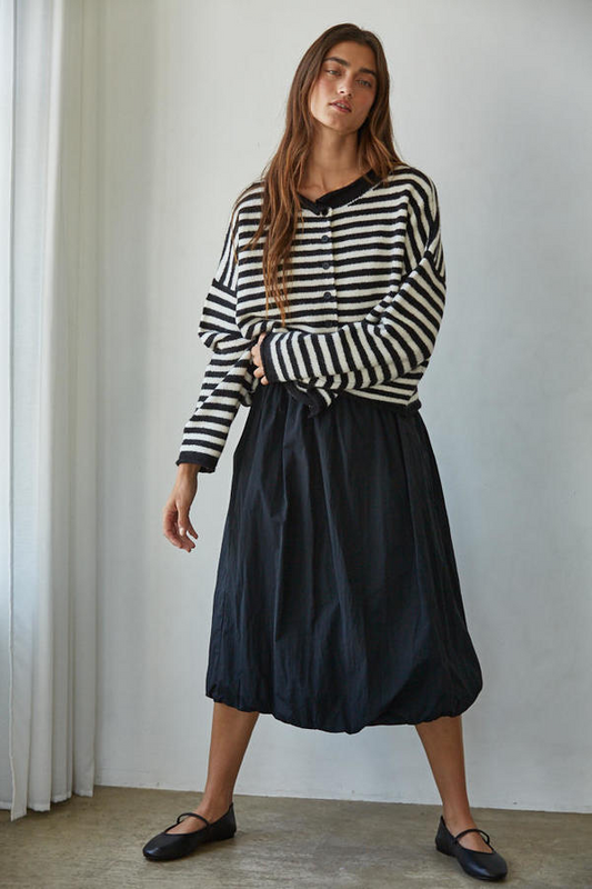 Knit Sweater Striped Buttondown Cardigan Top