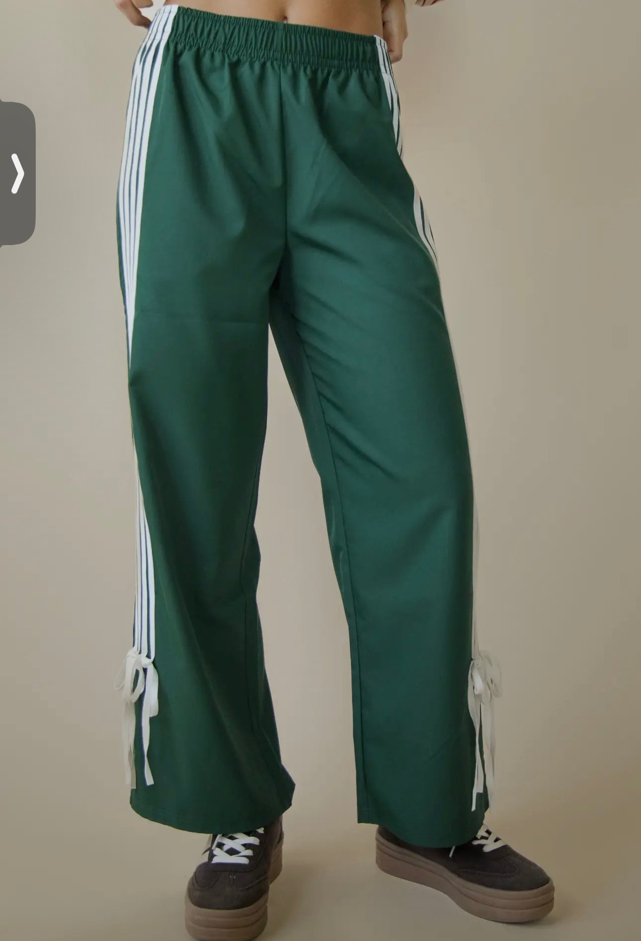 Side Ribbon Jersey Pants- Green