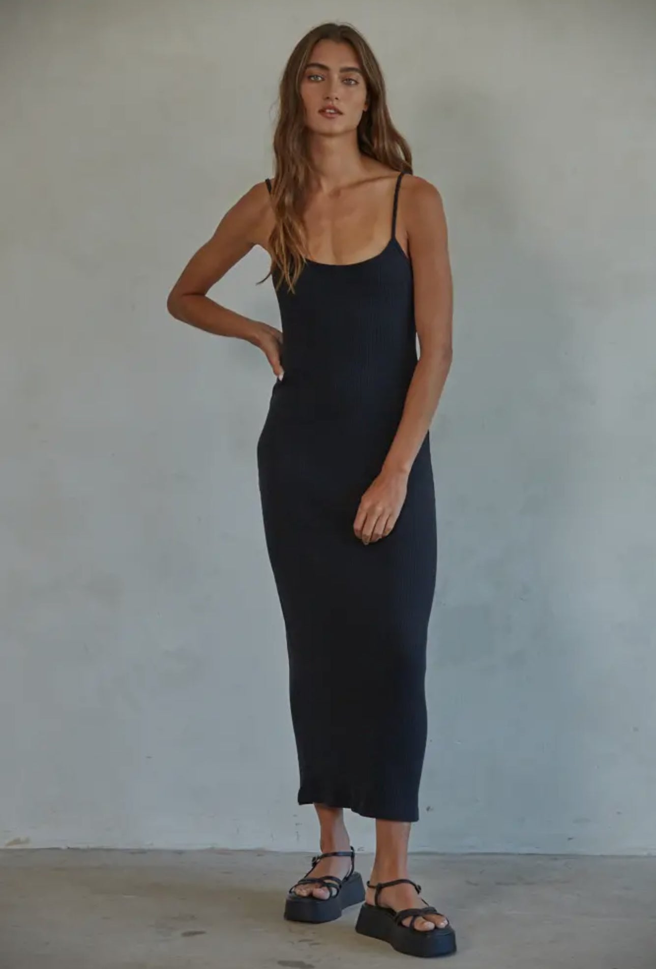 Knit Ribbed Midi Dress