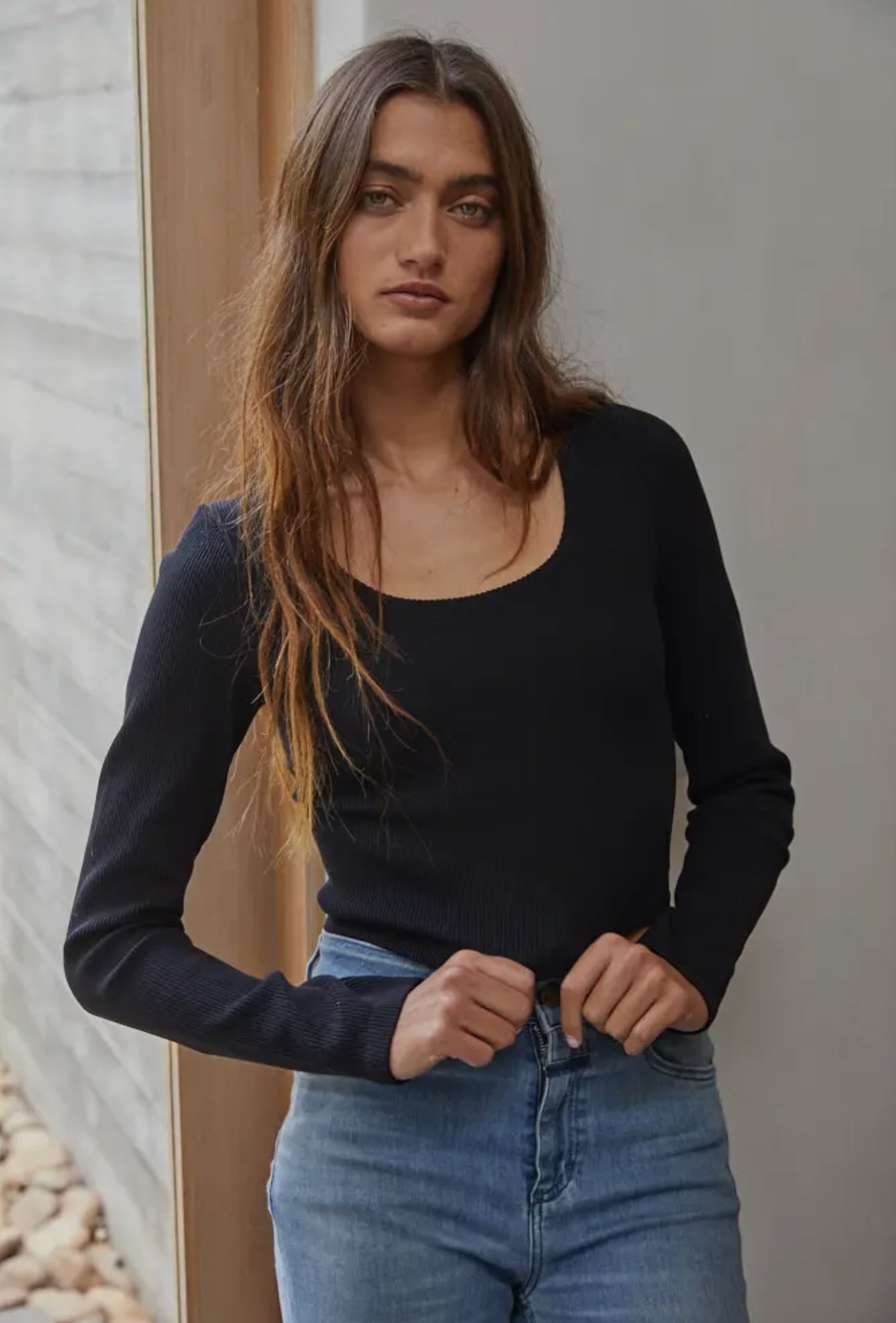 Seamless Ribbed LongSleeve Knit Crop Top