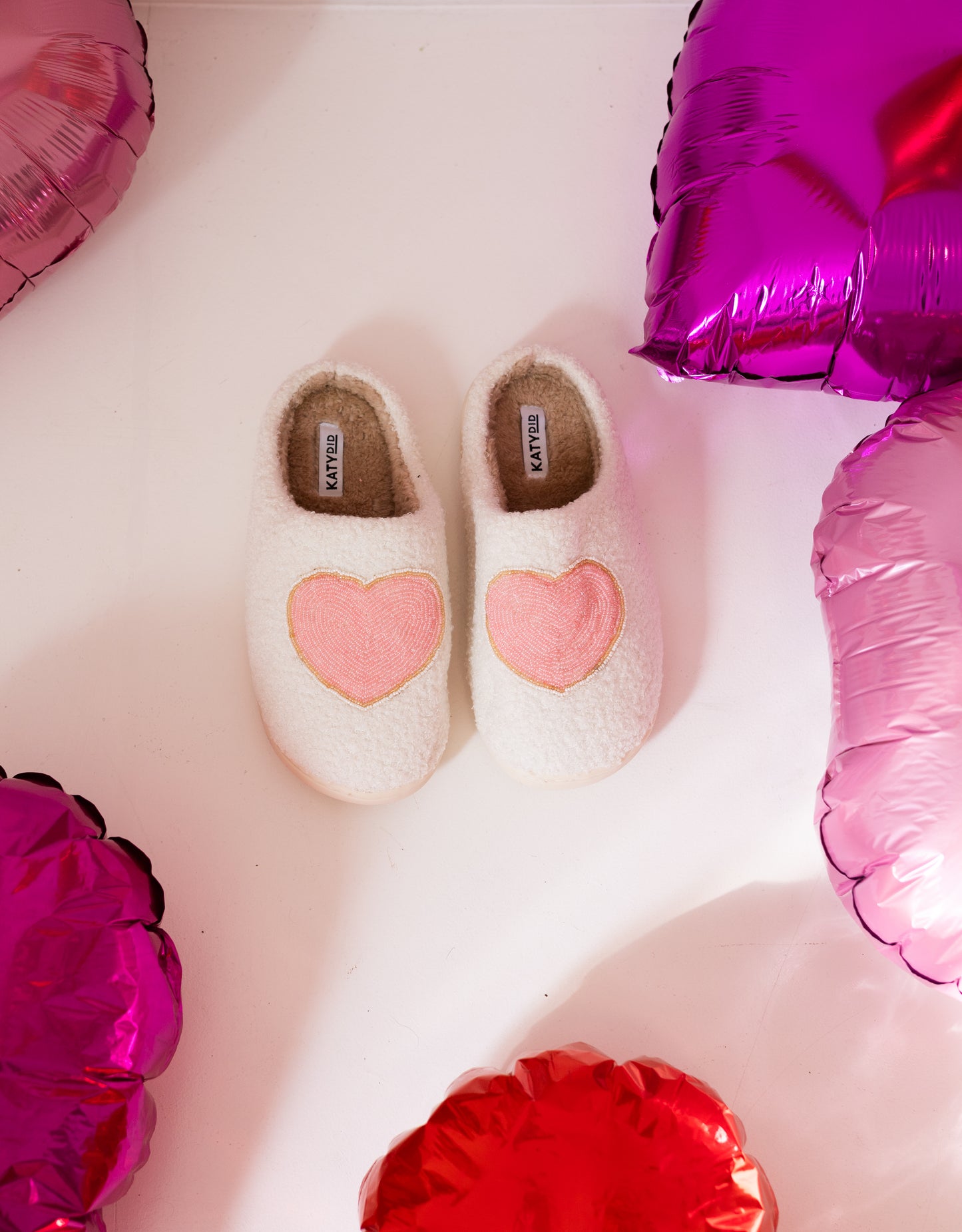 Women's Katydid Beaded Pink and Gold Heart Slippers