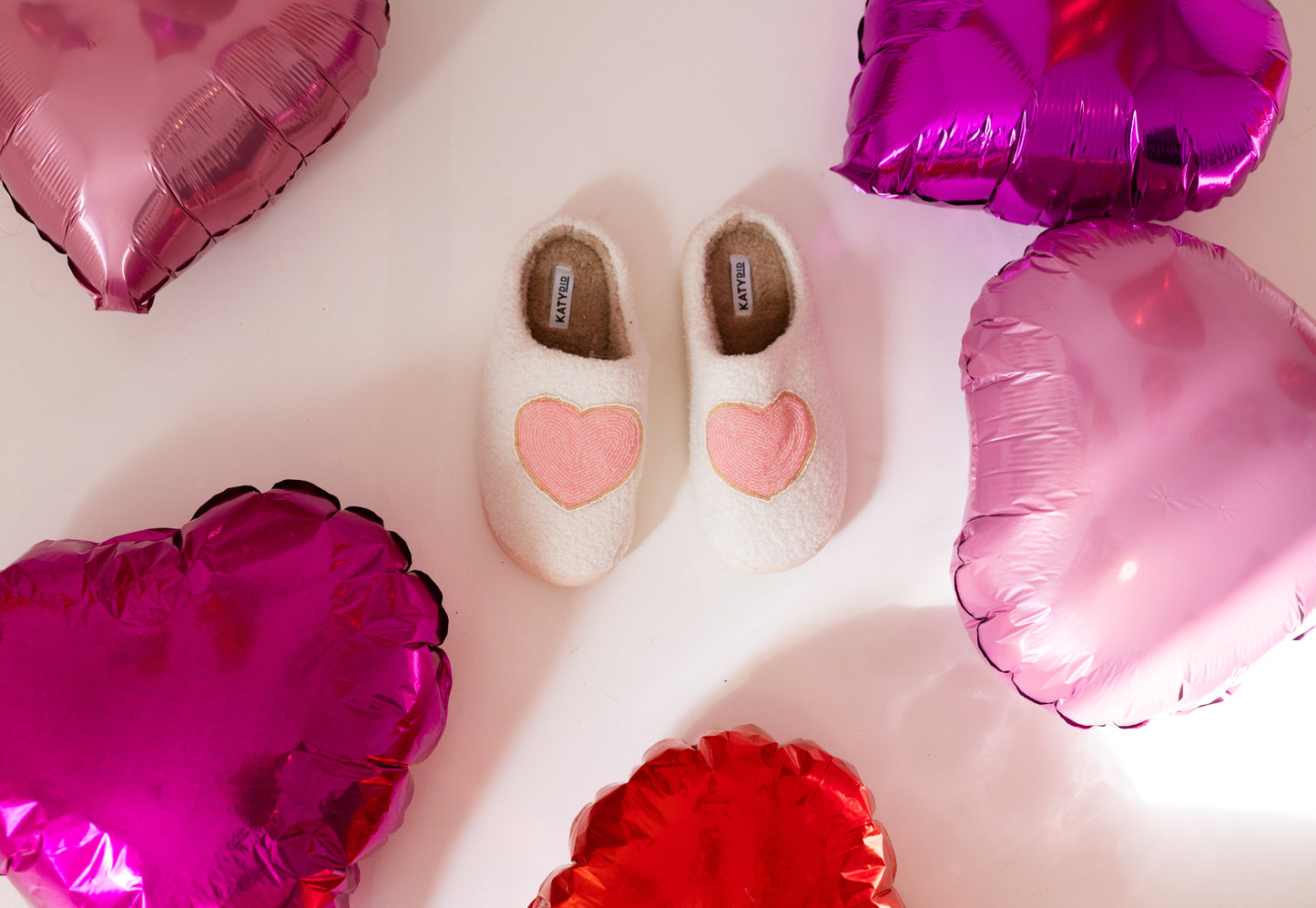 Women's Katydid Beaded Pink and Gold Heart Slippers