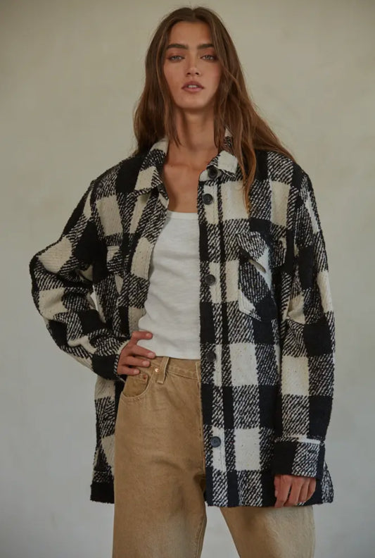 Woven Wool Plaid Jacket