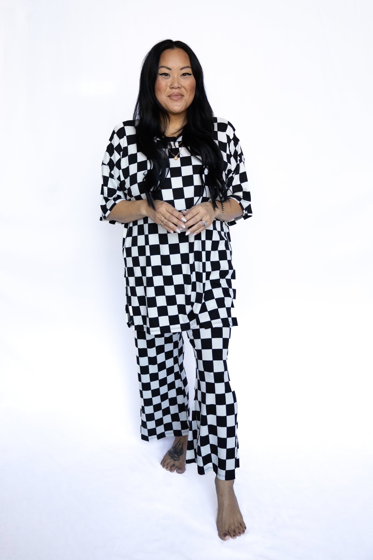 Checkmate Oversized Top and Pants Matching Set