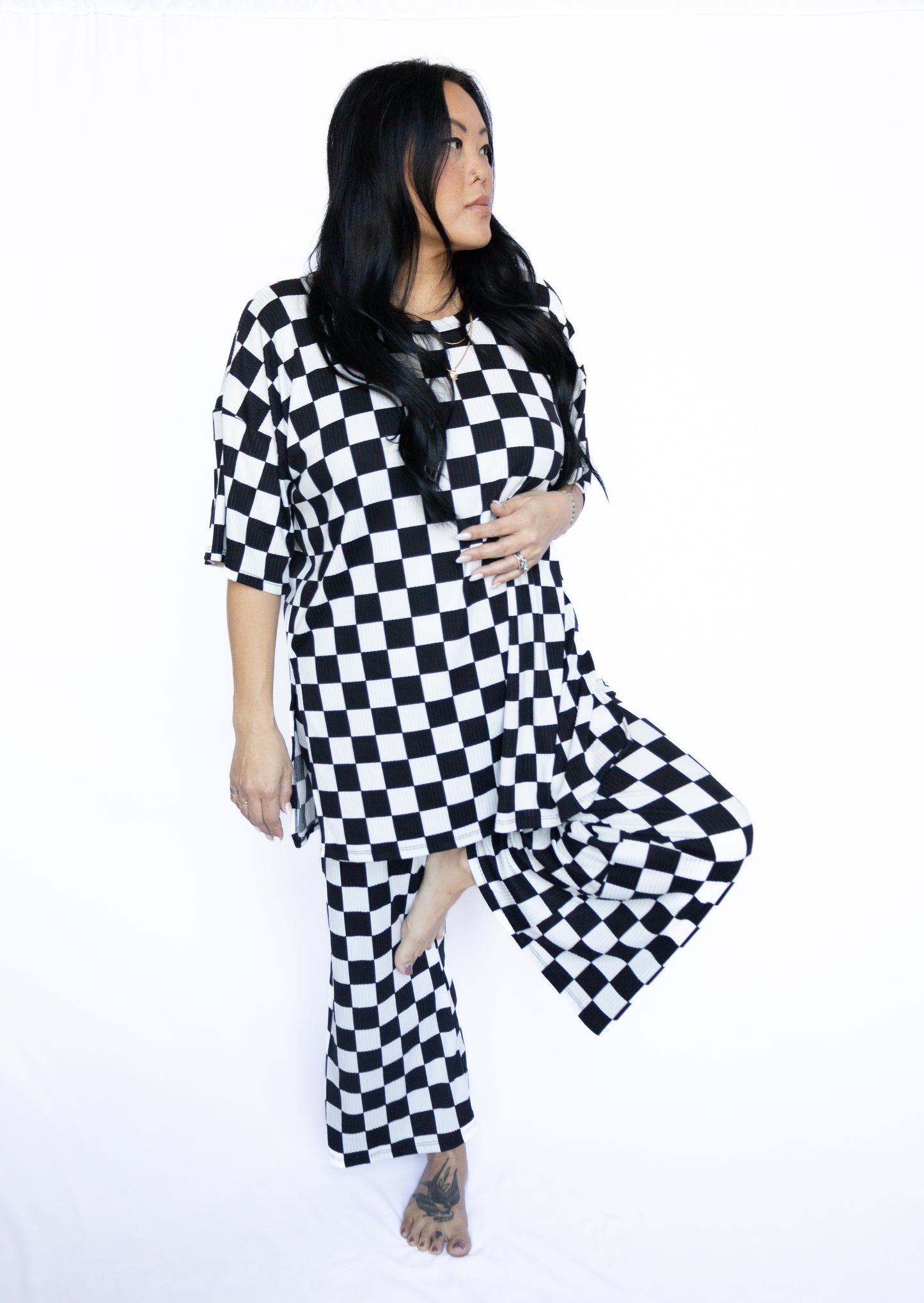 Checkmate Oversized Top and Pants Matching Set