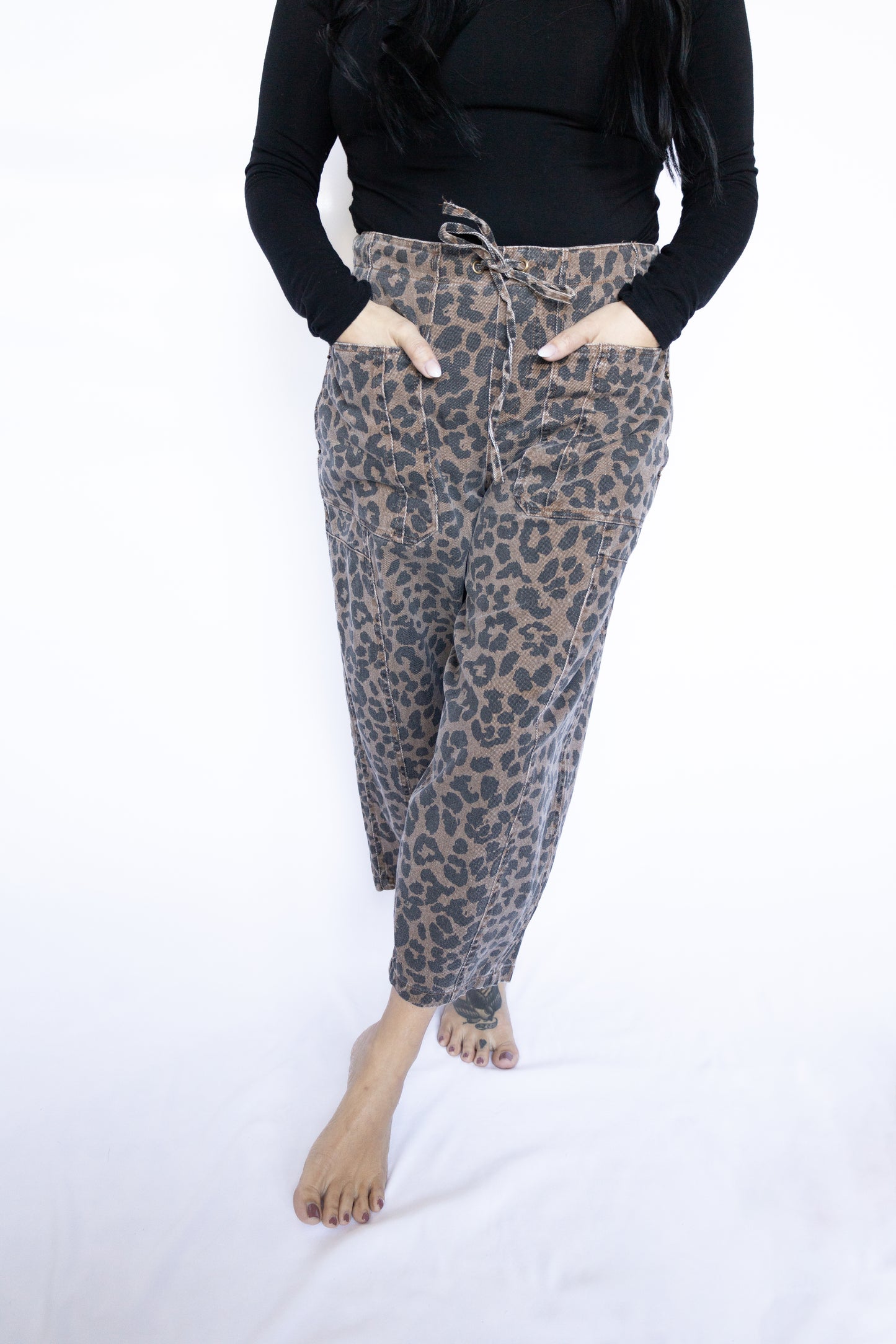 Leopard Print Barrel Pants