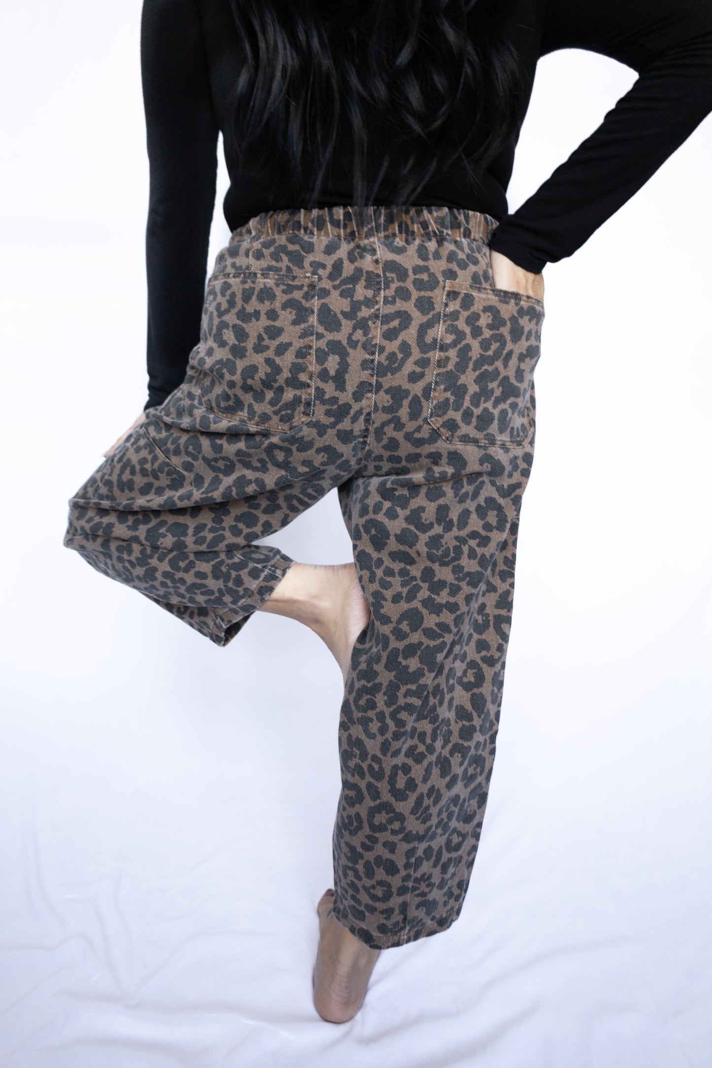 Leopard Print Barrel Pants