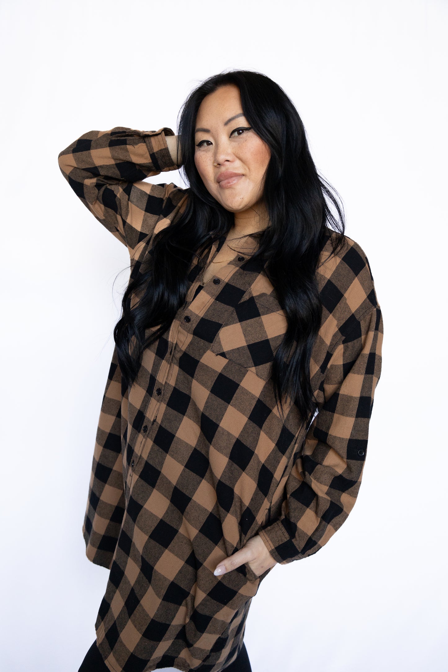 Plaid Oversized Button-Up Shirt